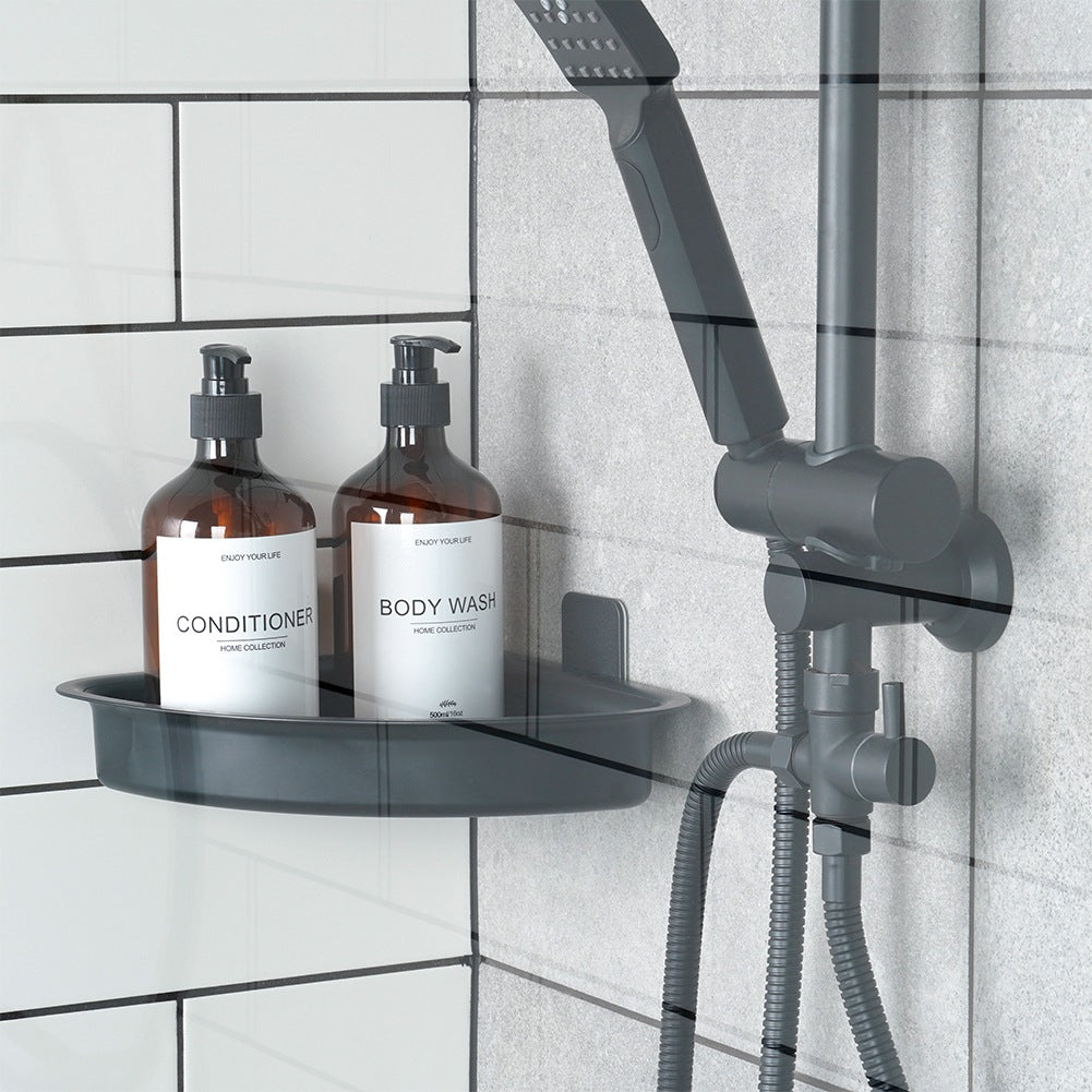Corner Shower Shelf, Black, Adhesive, 28x22x8 cm