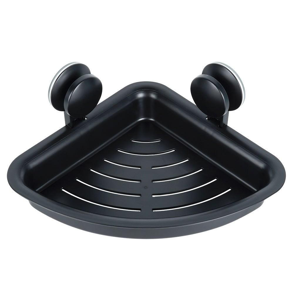Corner Shower Shelf, Black, Suction Cups, 28x22x12 cm