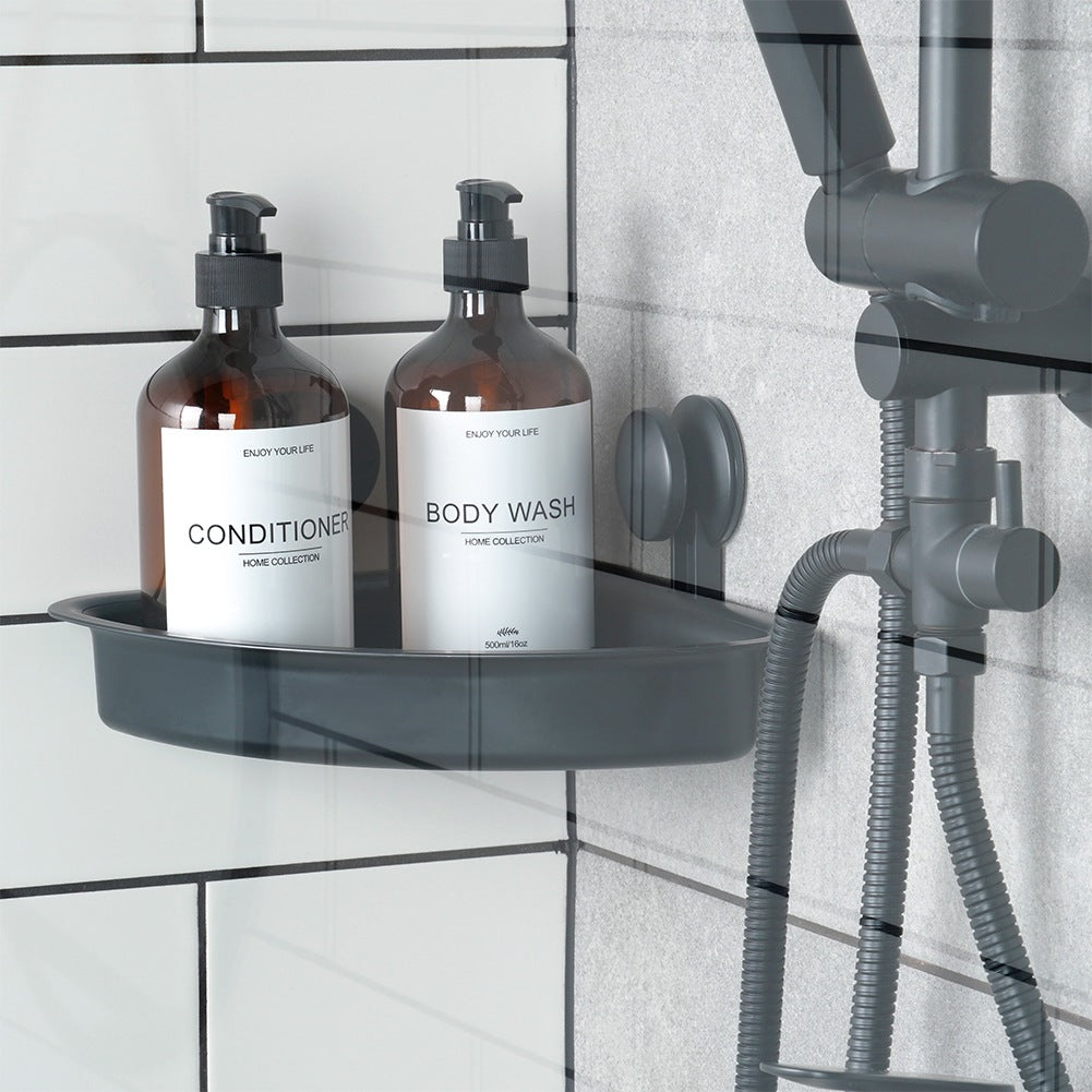 Corner Shower Shelf, Black, Suction Cups, 28x22x12 cm