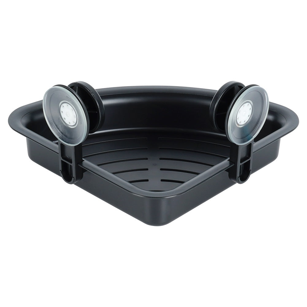 Corner Shower Shelf, Black, Suction Cups, 28x22x12 cm