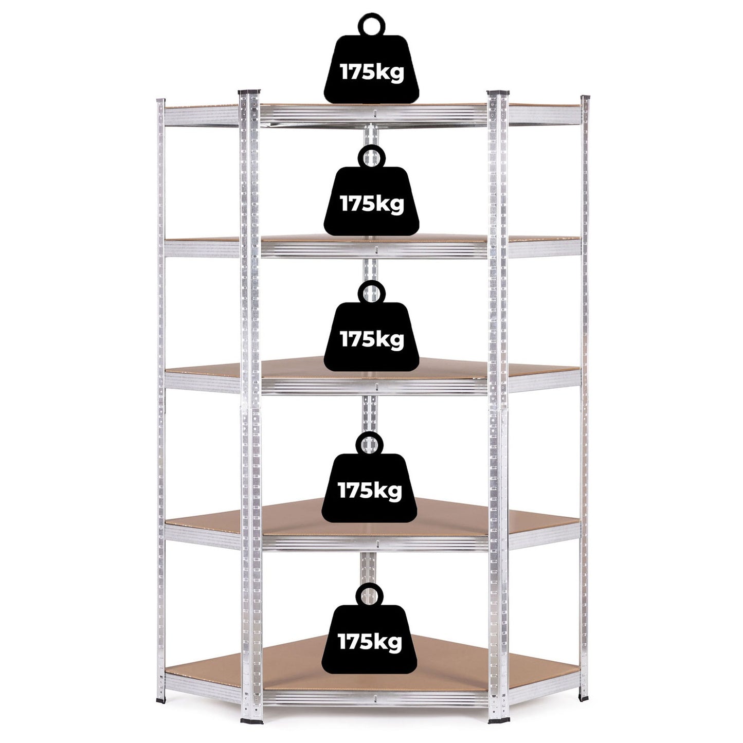 Corner Storage Rack 180x90x40 cm Galvanized Steel, 5 Shelves, 875 kg Capacity ModernHome