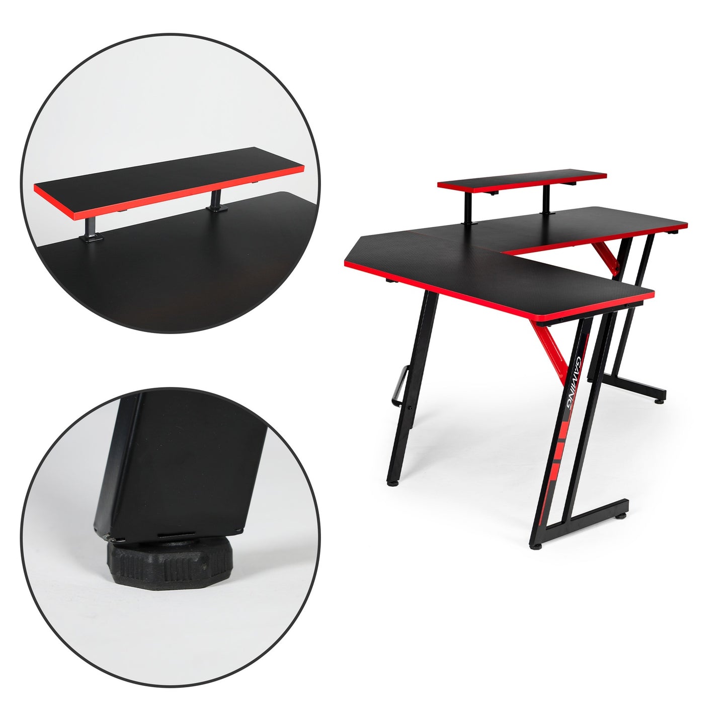 Corner gaming desk, computer table, shelf