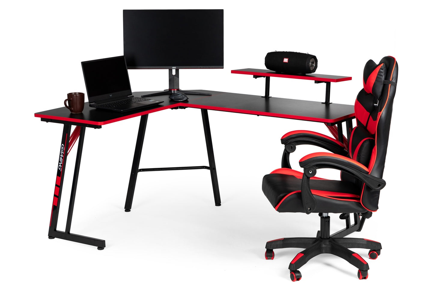 Corner gaming desk, computer table, shelf