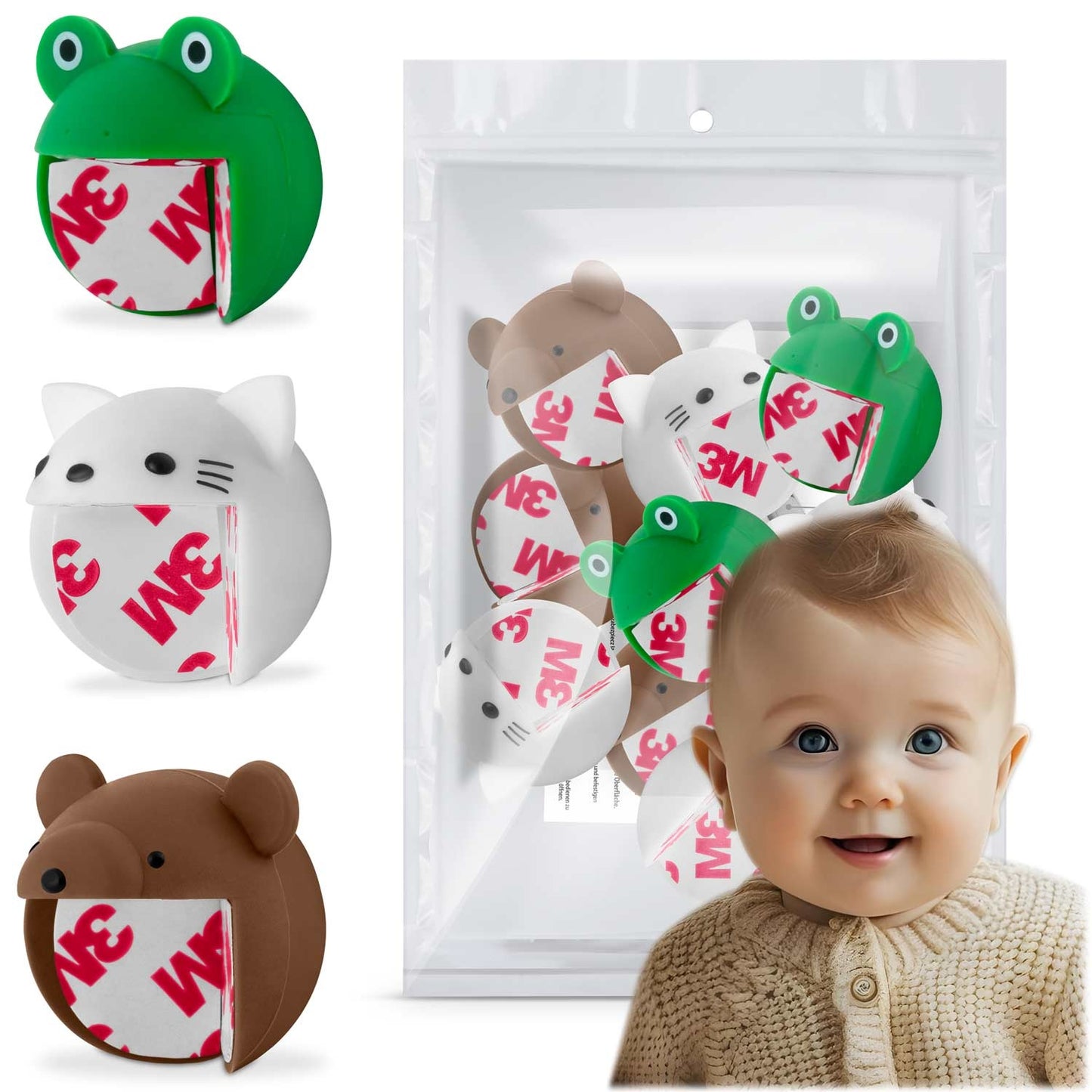 Corner protectors for cabinets in the form of animal heads - 10-pack