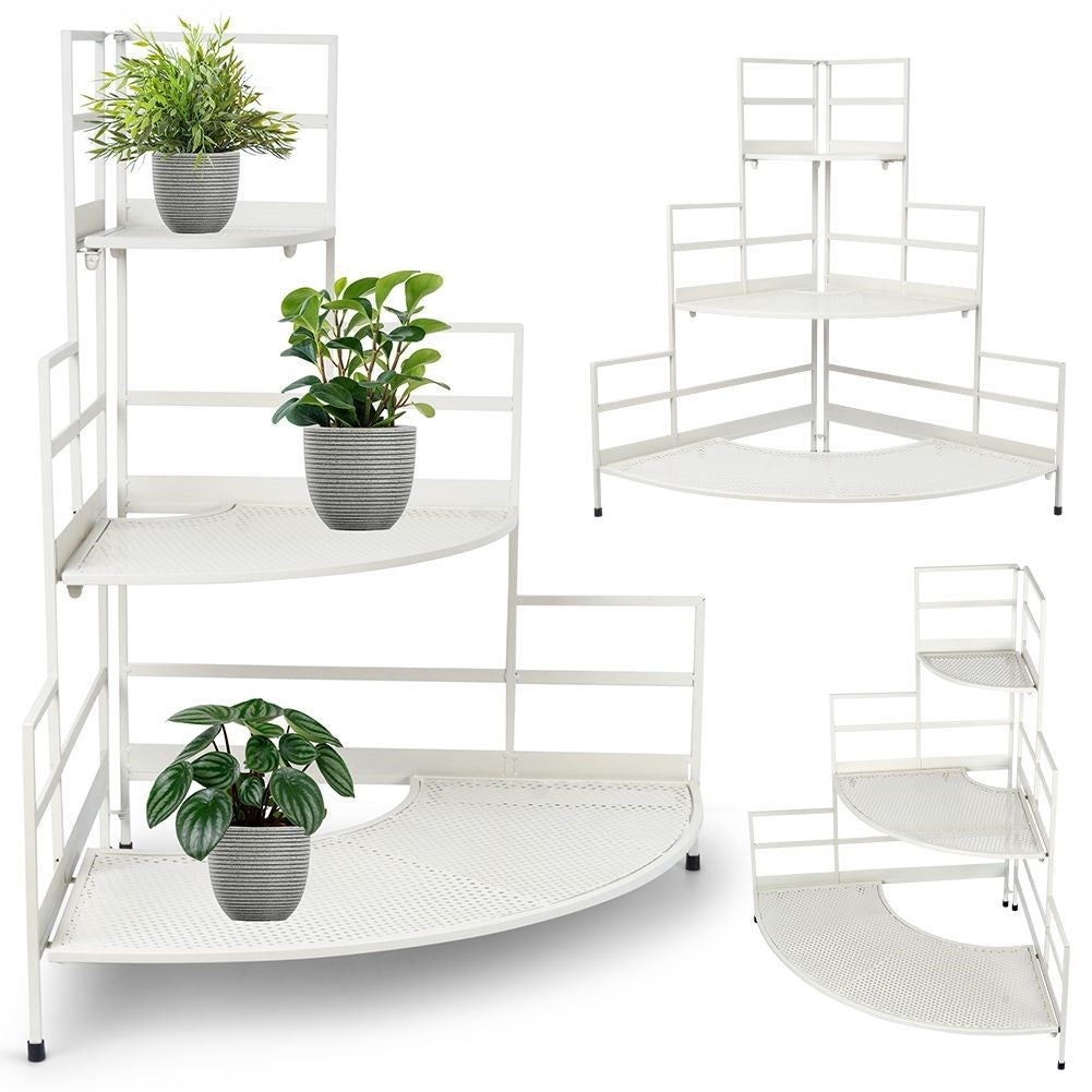 Corner shelf Three Levels for Flowers and Herbs in Metal