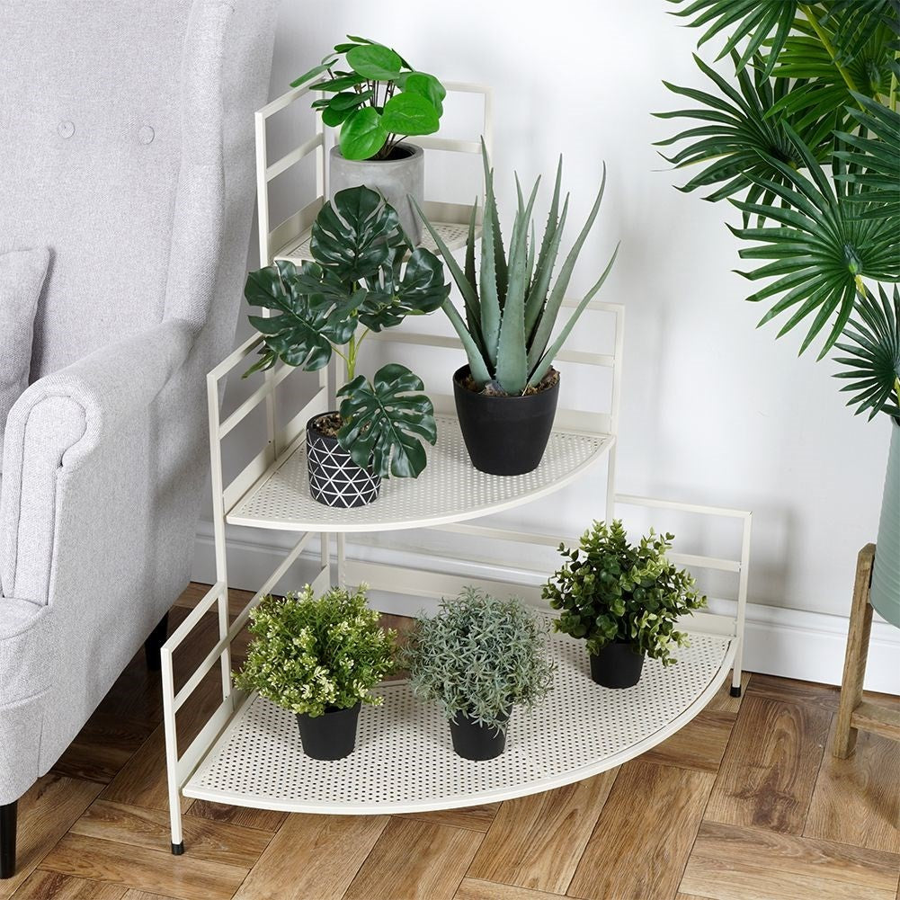 Corner shelf Three Levels for Flowers and Herbs in Metal
