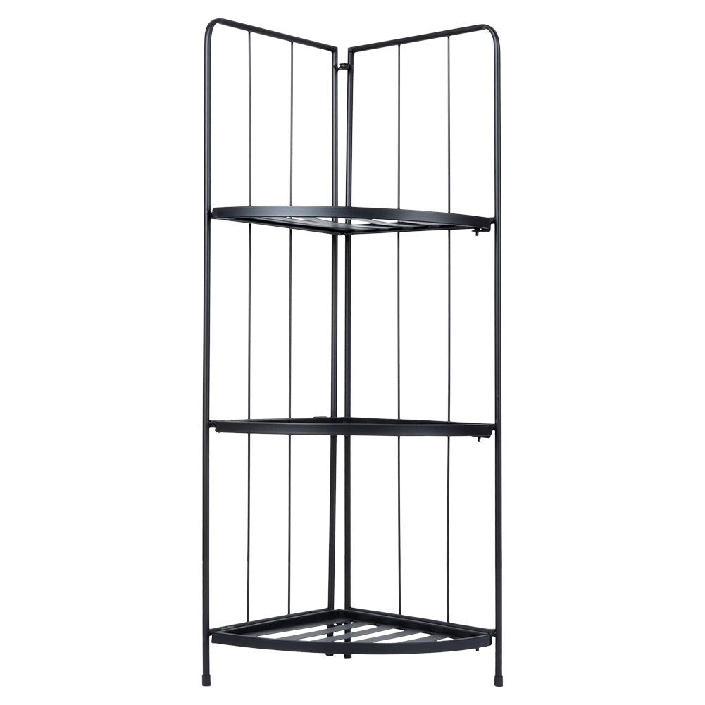 Corner shelf in black metal for flowers and herbs