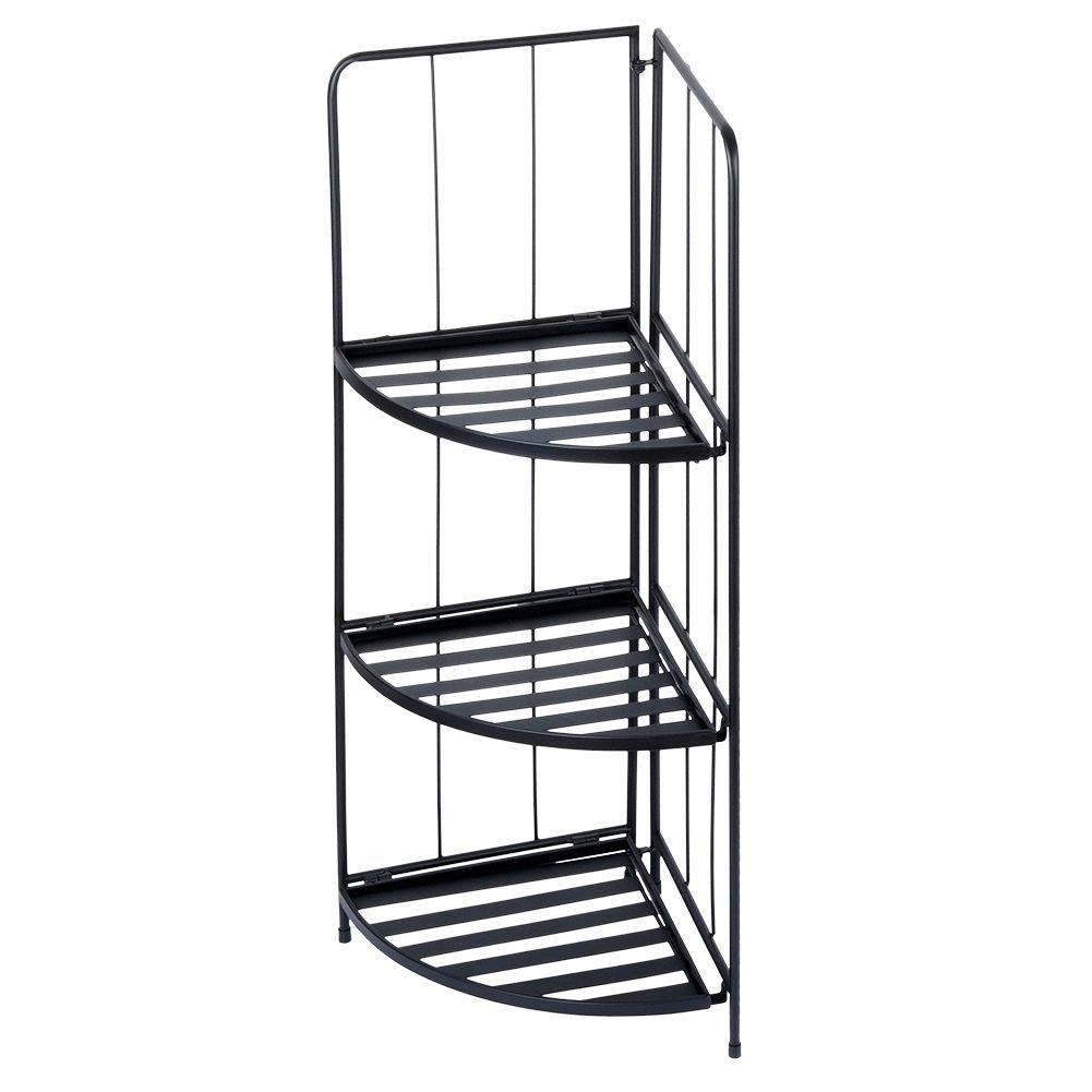 Corner shelf in black metal for flowers and herbs