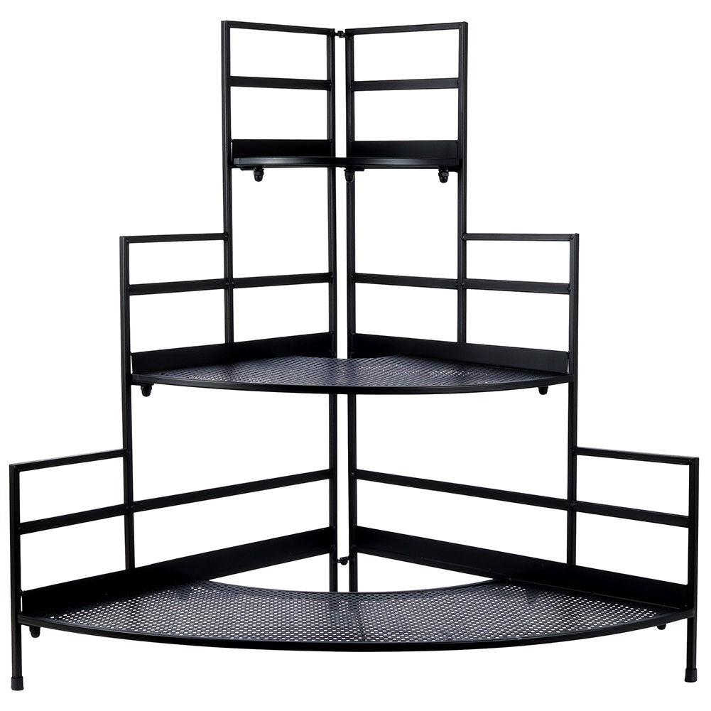 Corner shelf with three levels for flowers and herbs