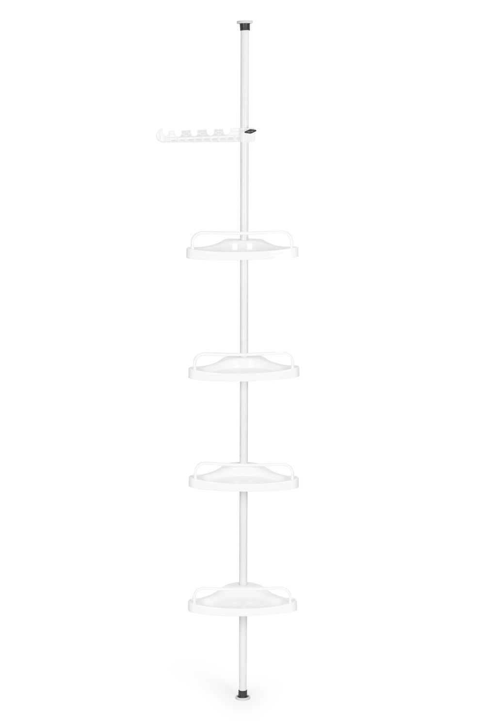 Corner telescopic bathroom shelf, 4 shelves, hanger