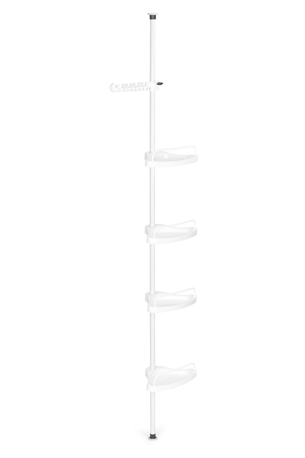 Corner telescopic bathroom shelf, 4 shelves, hanger