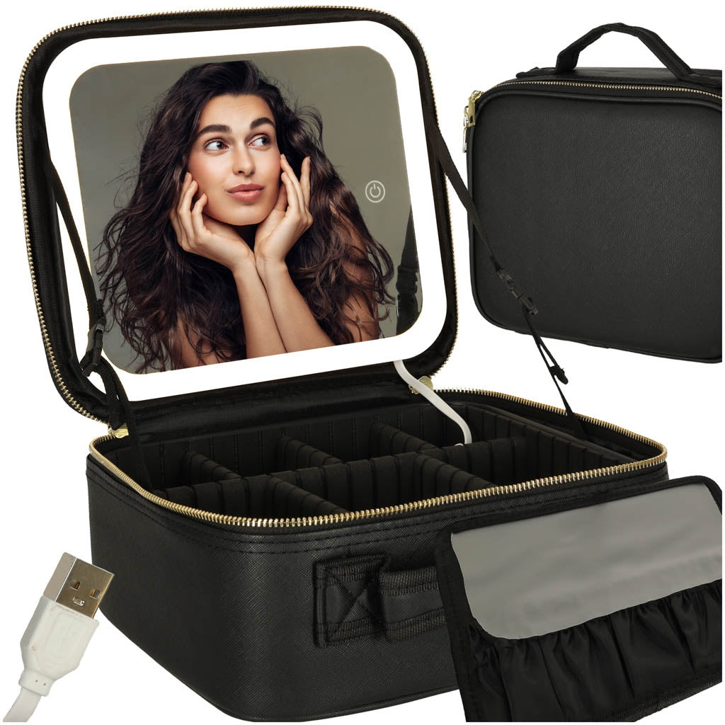 Cosmetics organiser with mirror black