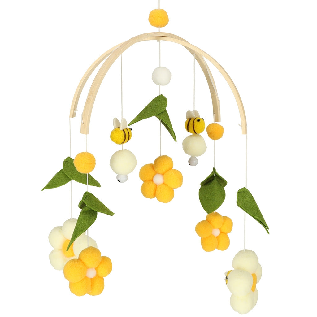 Cot carrousel plush pendants flowers yellow