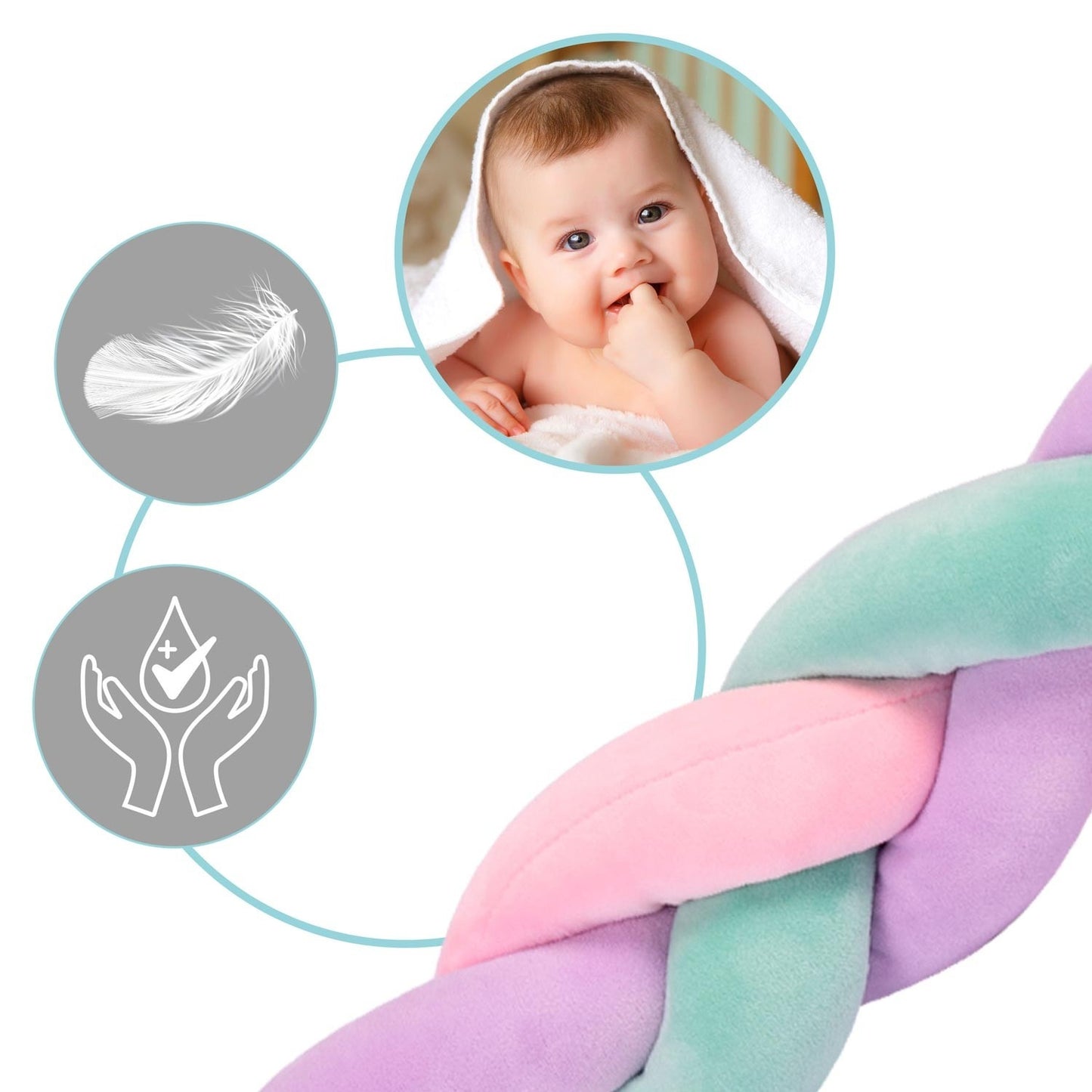 Cot cover Ricokids 3m - Mint, Pink and Purple