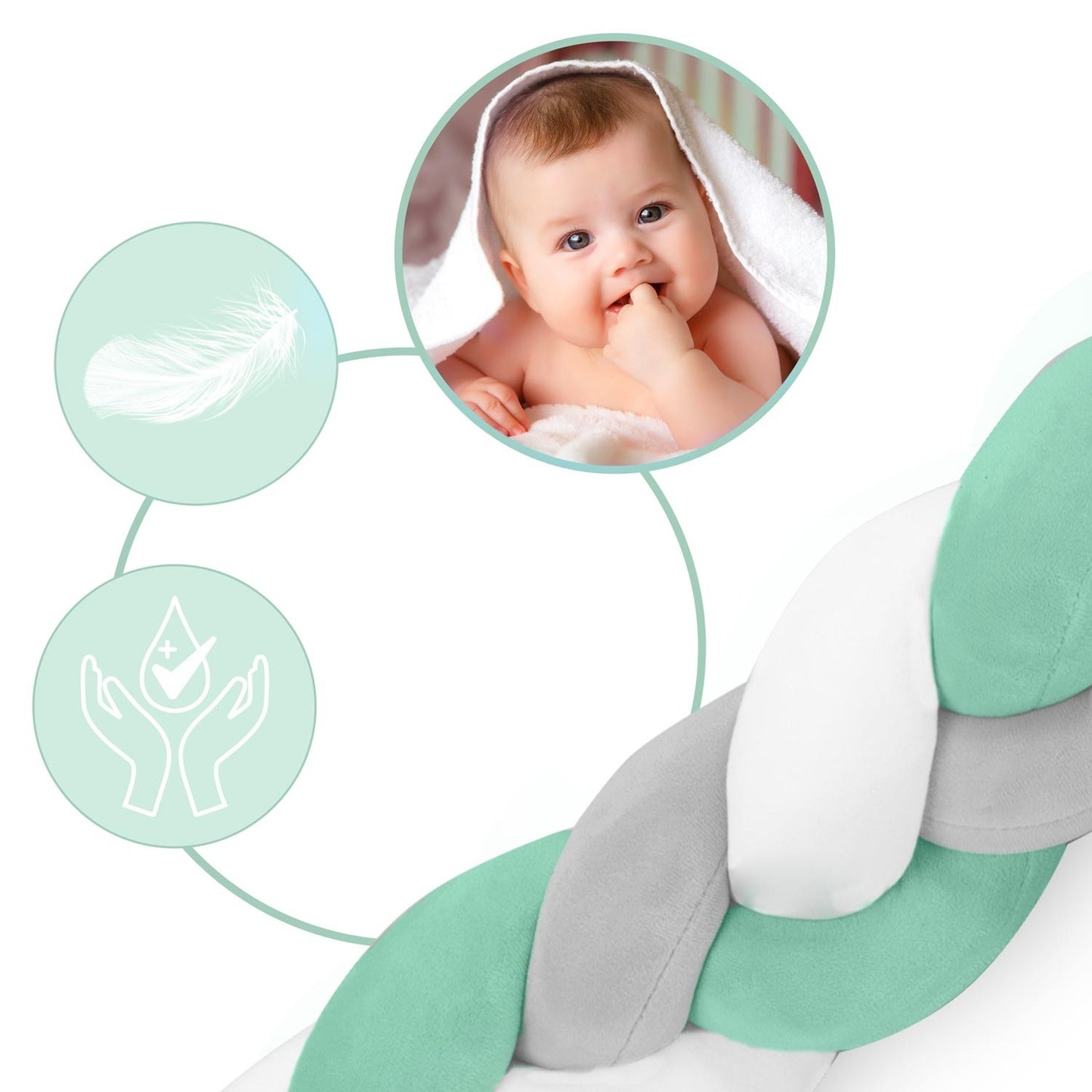 Cot cover Ricokids 3m - Mint grey