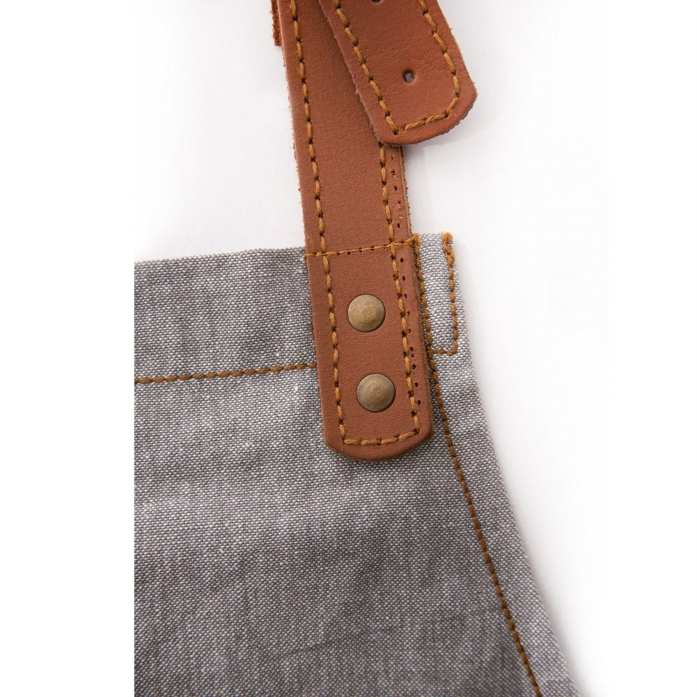 Cotton kitchen apron tied
