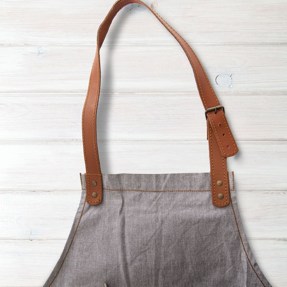 Cotton kitchen apron tied