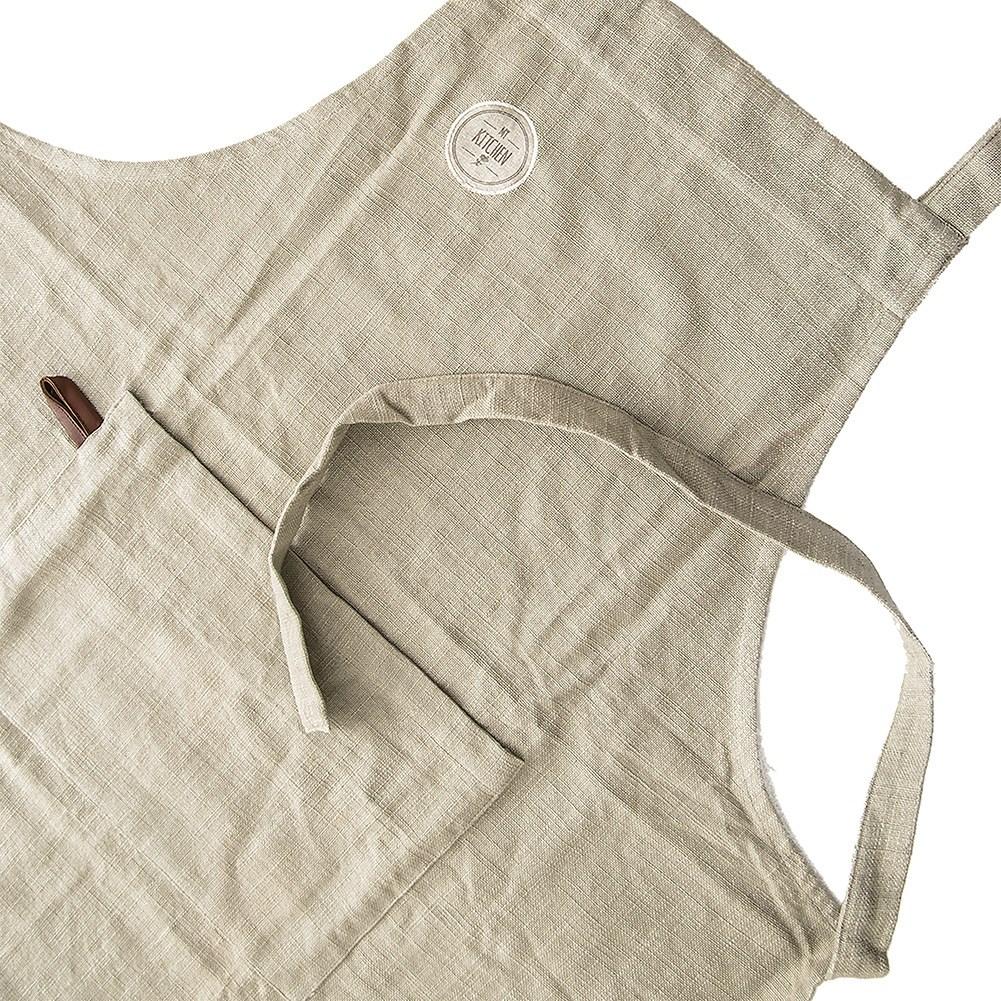 Cotton kitchen apron tied GREENISH