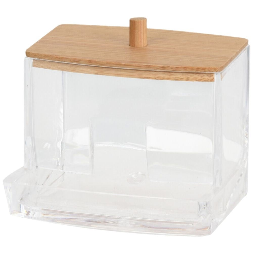 Cotton swab dispenser with bamboo lid - Stylish and practical
