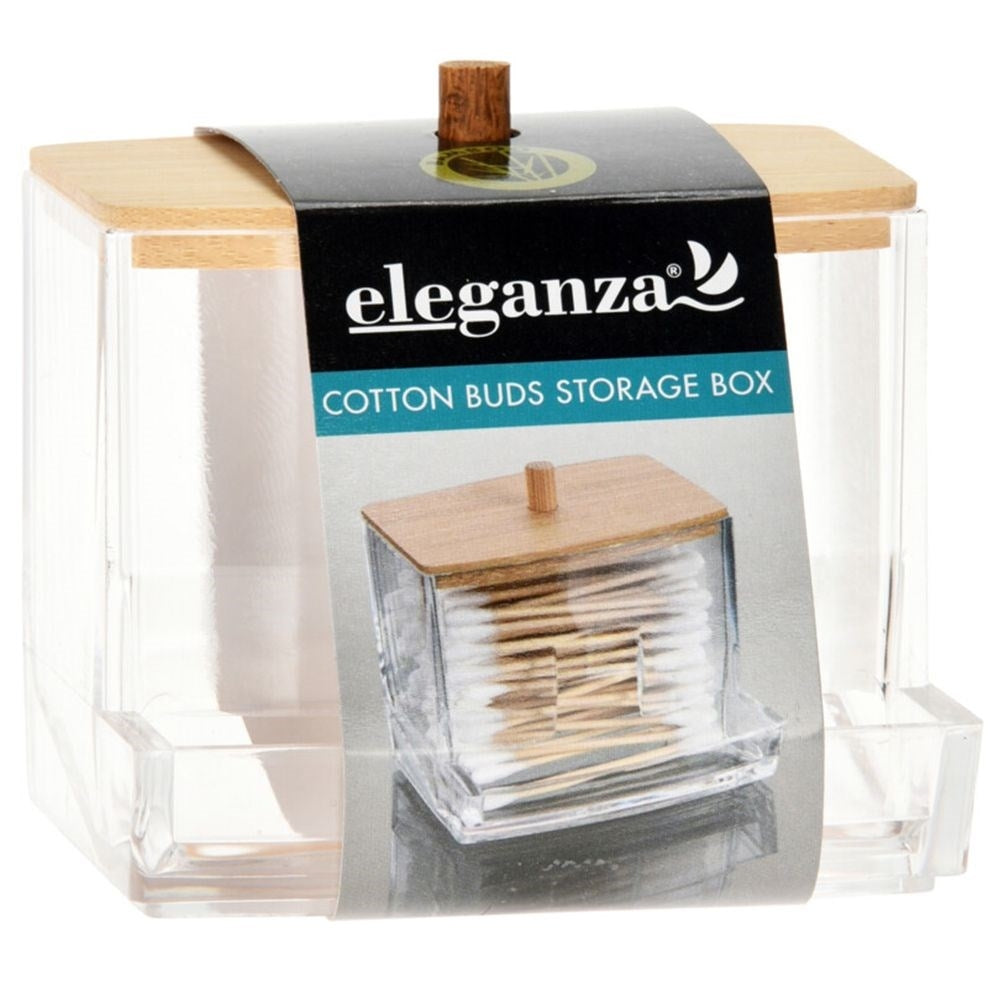 Cotton swab dispenser with bamboo lid - Stylish and practical