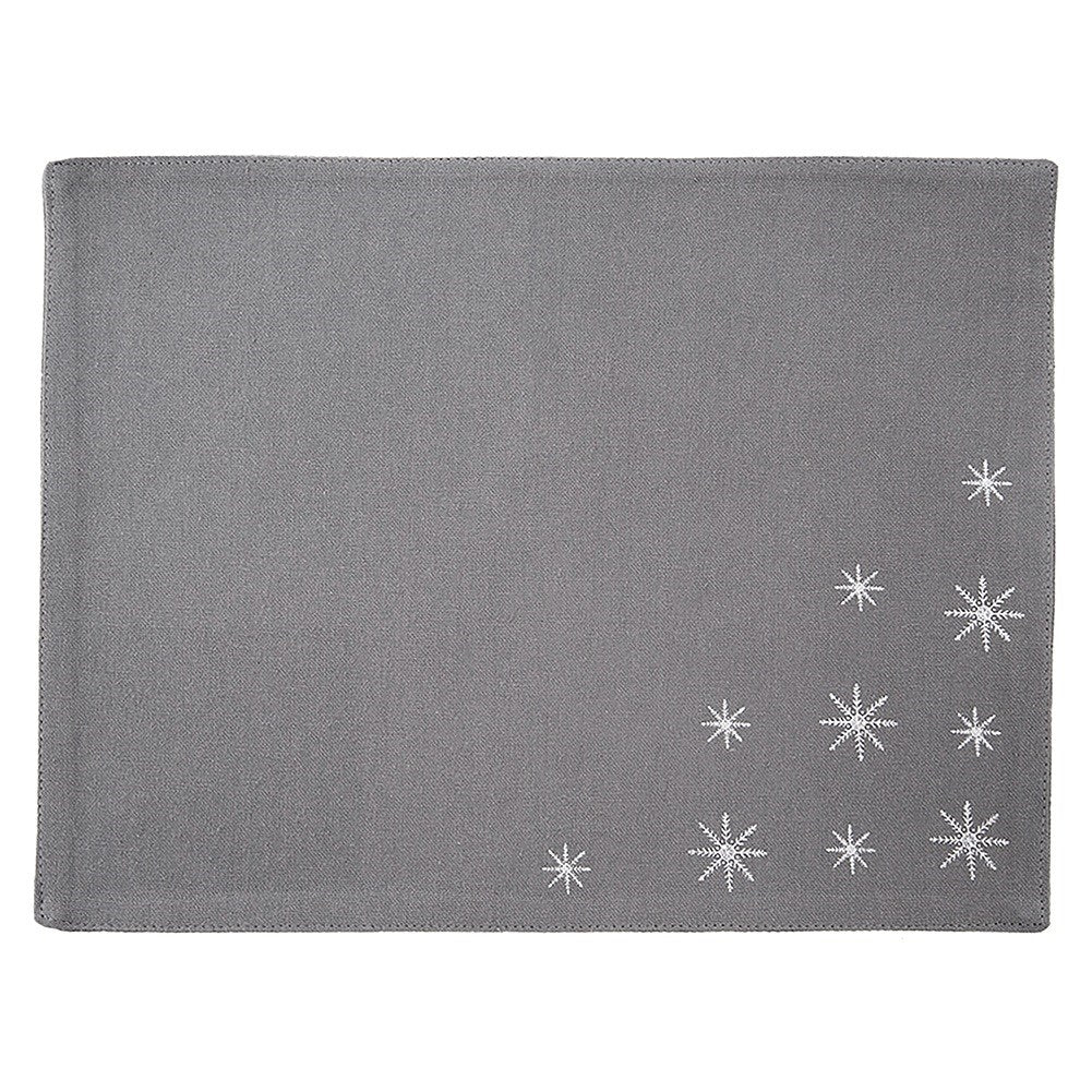 Cotton table mat Christmas gray PETAL 33.5x26 cm