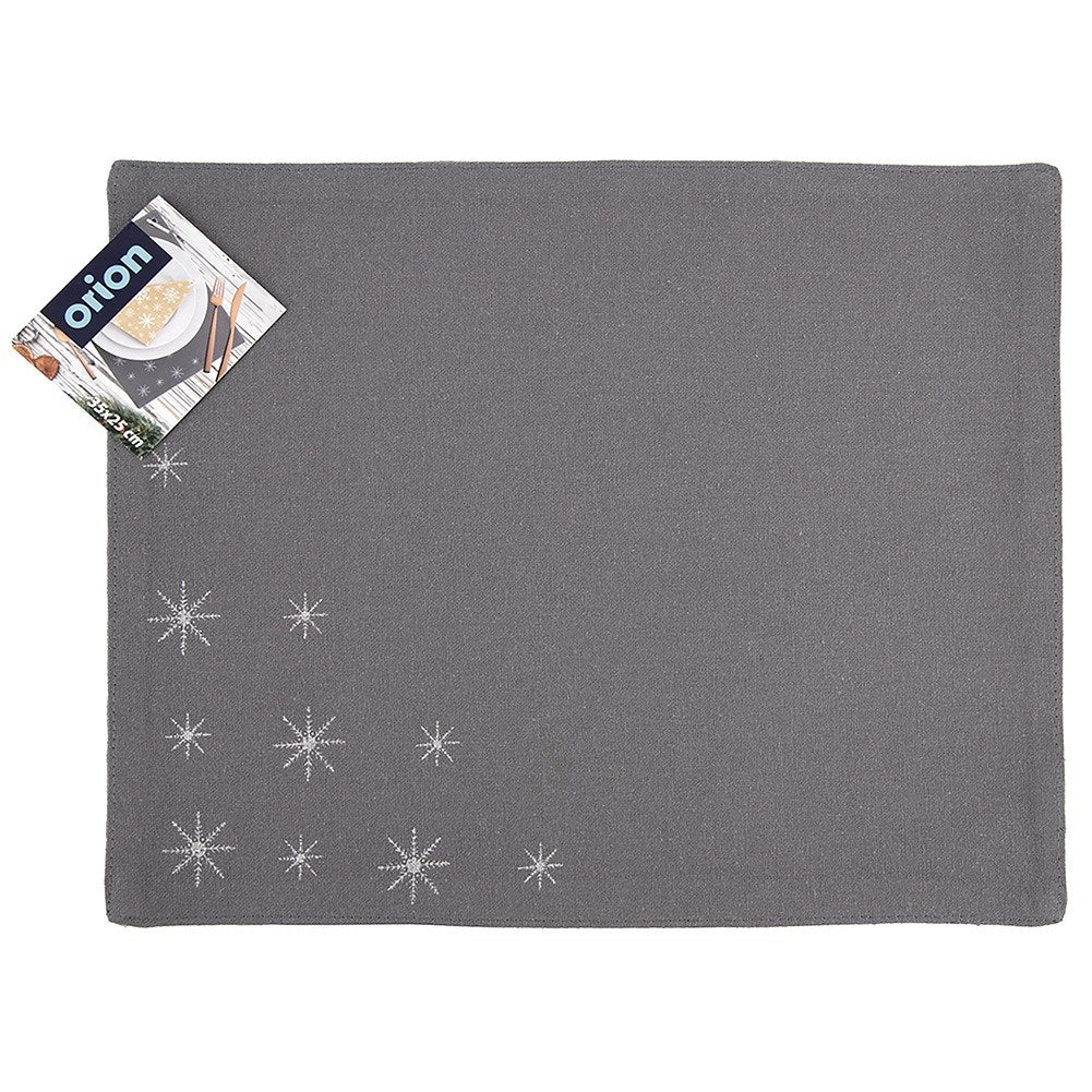 Cotton table mat Christmas gray PETAL 33.5x26 cm
