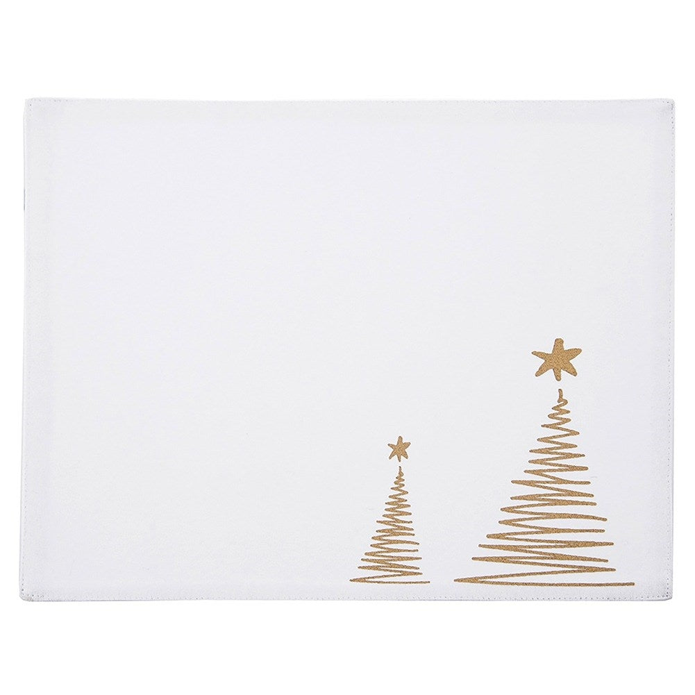 Cotton table mat, Christmas white, CHRISTMAS TREE 33.5x26 cm