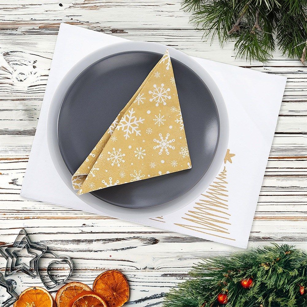 Cotton table mat, Christmas white, CHRISTMAS TREE 33.5x26 cm