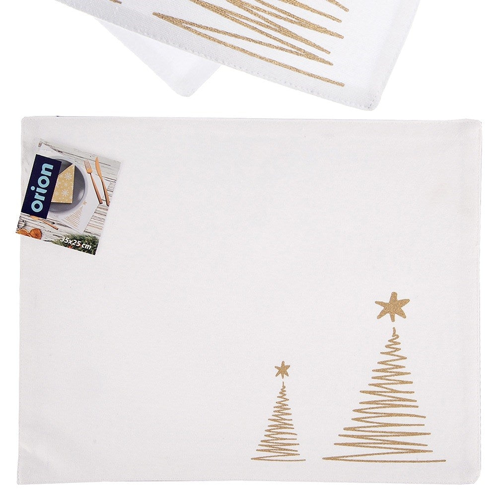Cotton table mat, Christmas white, CHRISTMAS TREE 33.5x26 cm