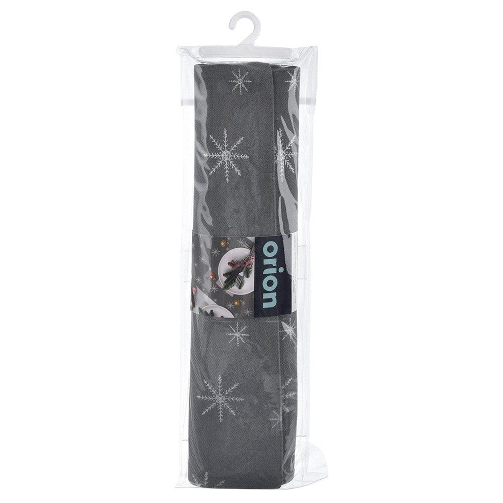 Cotton table runner, grey, PETAL, 130x32 cm