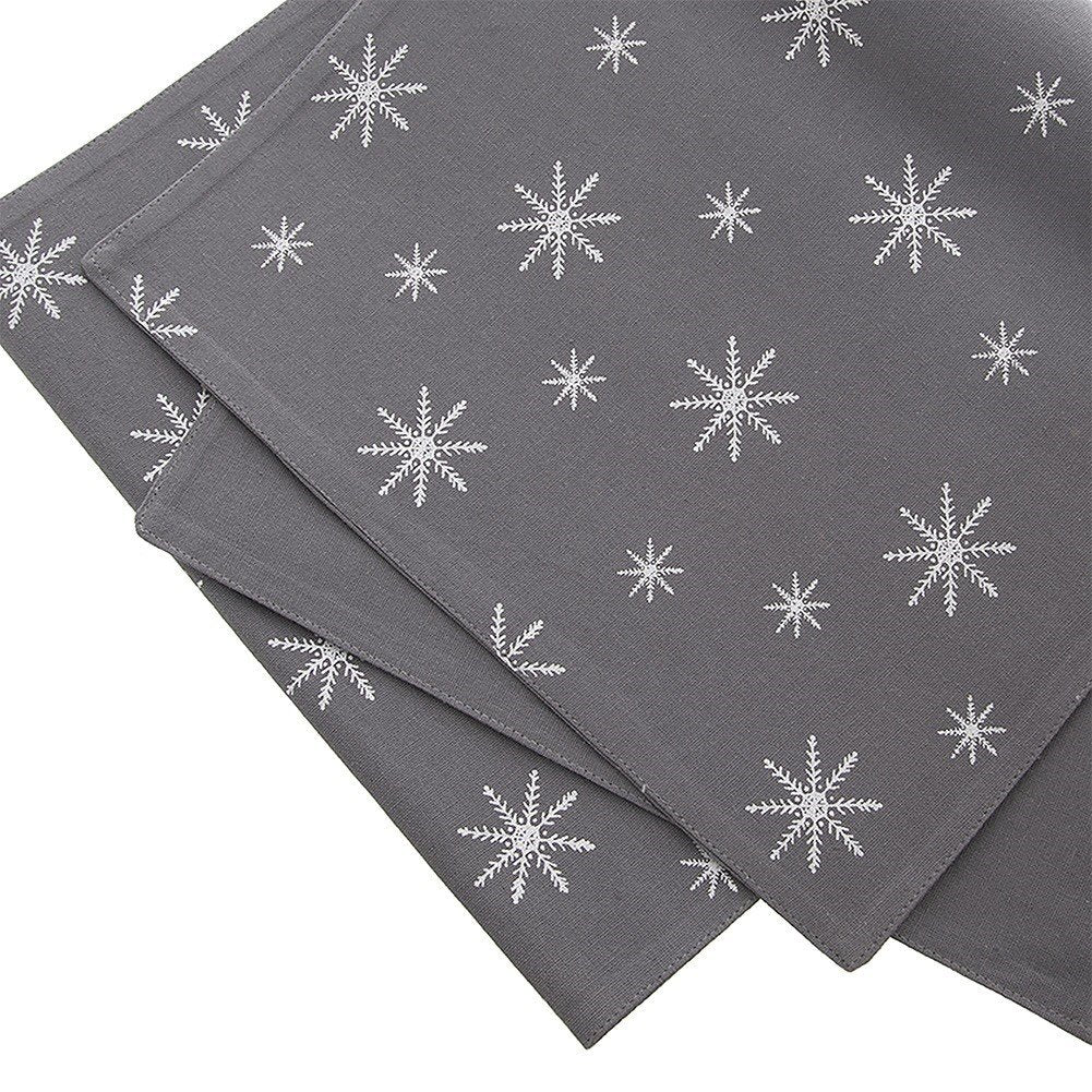 Cotton table runner, grey, PETAL, 130x32 cm