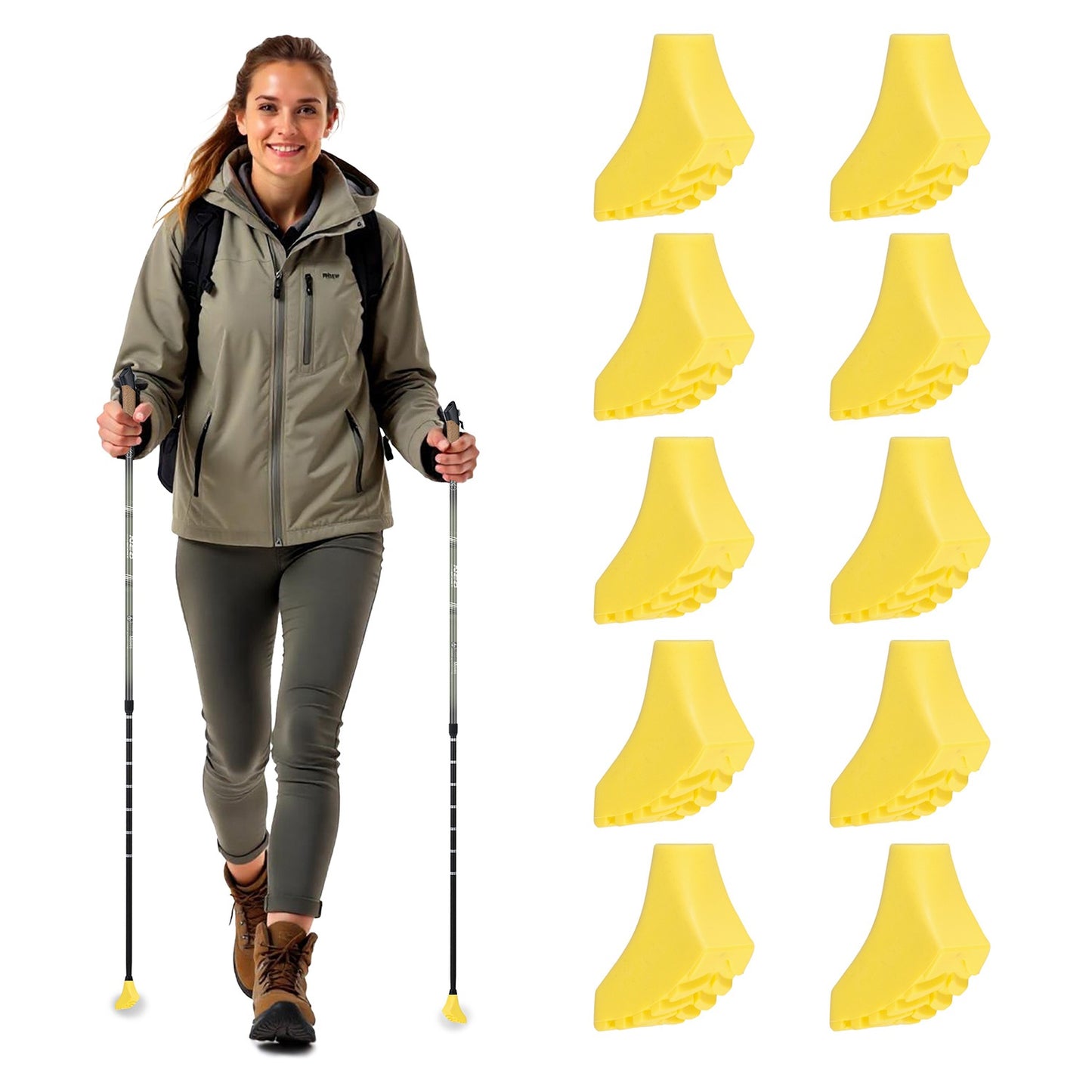 Covers for Nordic Walking Neo-Sport poles, 10 pcs, yellow