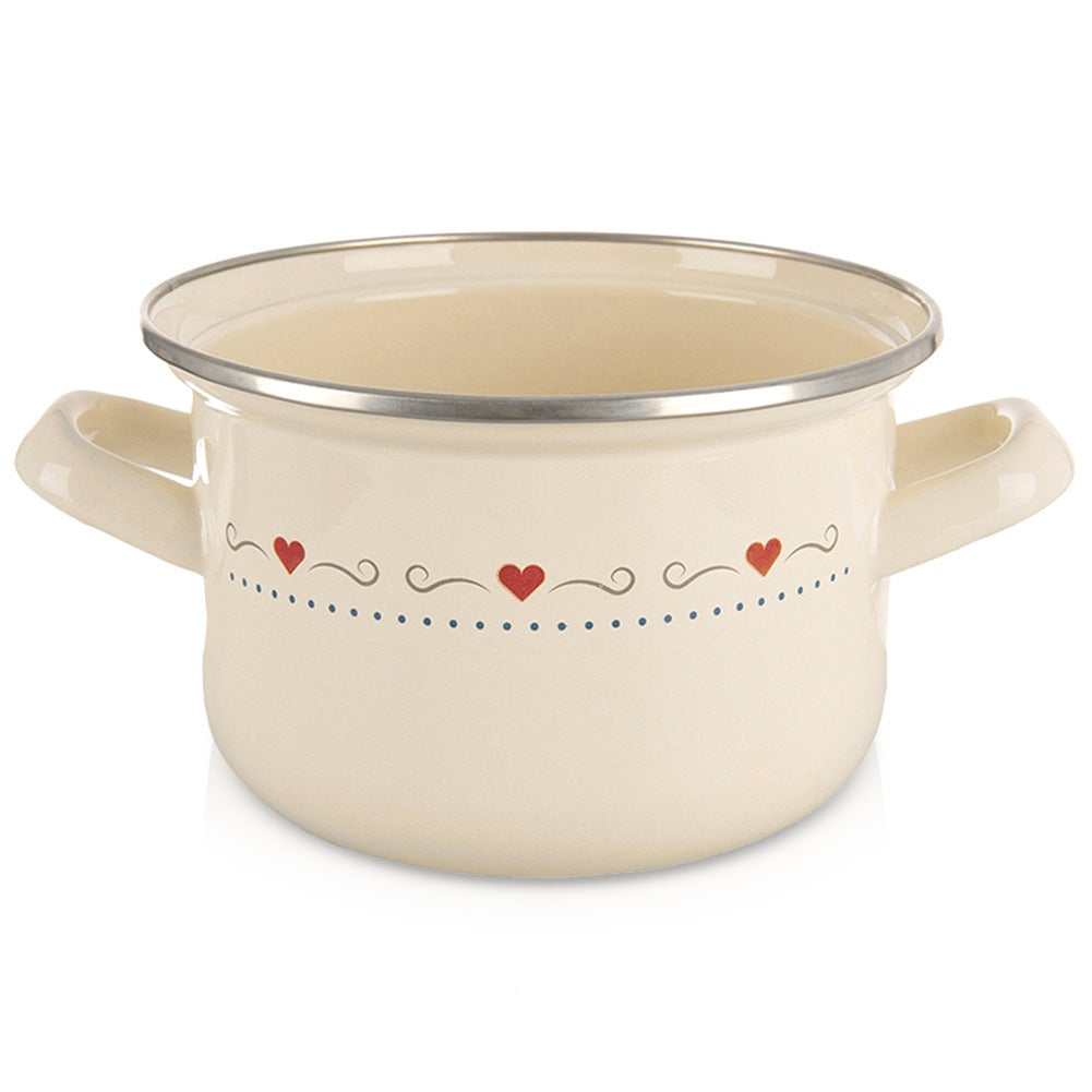 Cream Enamel Pot, 16 cm, 1.4 L Capacity