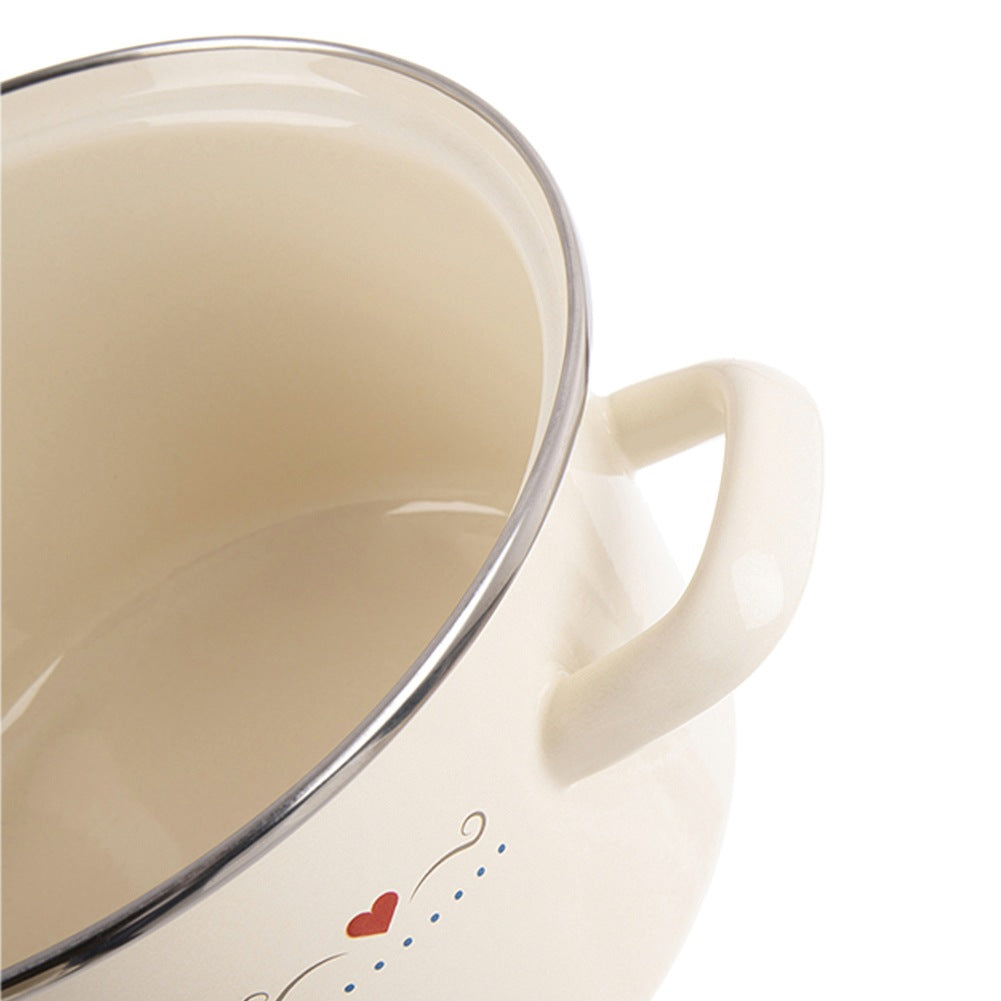 Cream Enamel Pot, 16 cm, 1.4 L Capacity