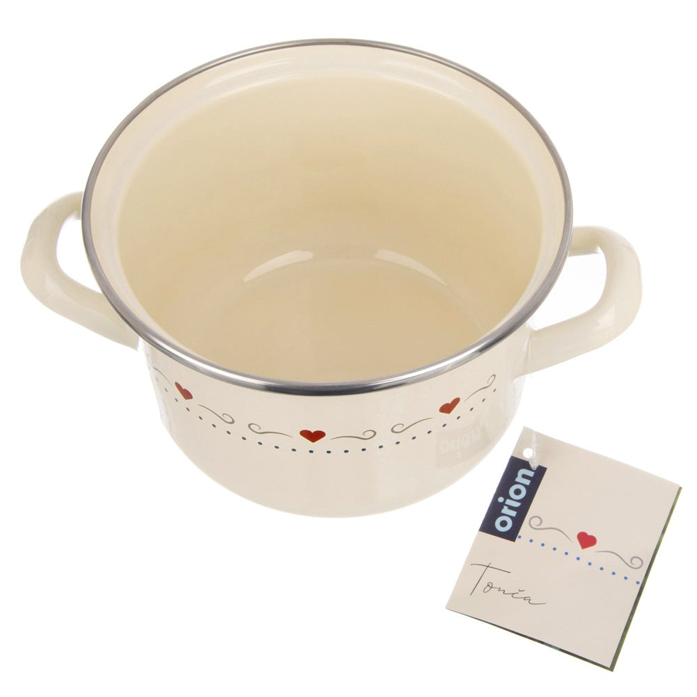 Cream Enamel Pot, 16 cm, 1.4 L Capacity