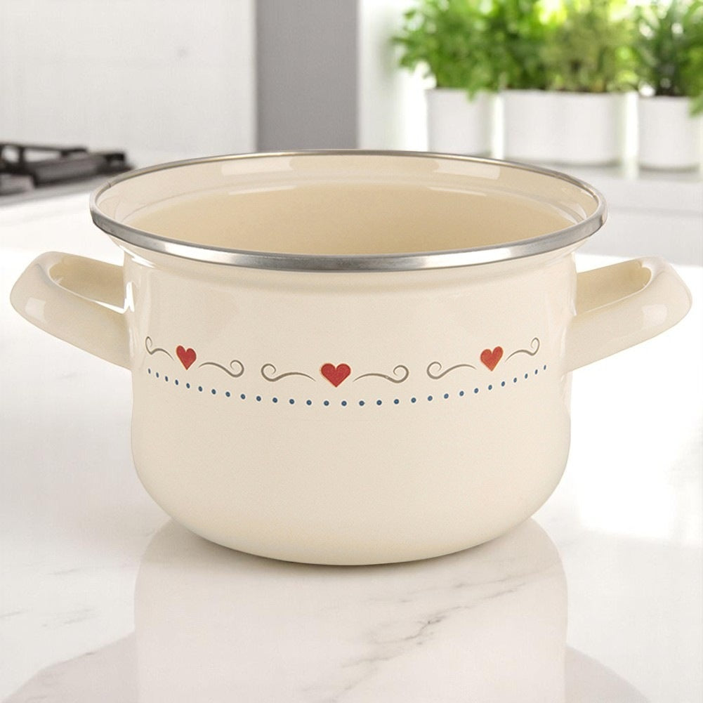 Cream Enamel Pot, 16 cm, 1.4 L Capacity