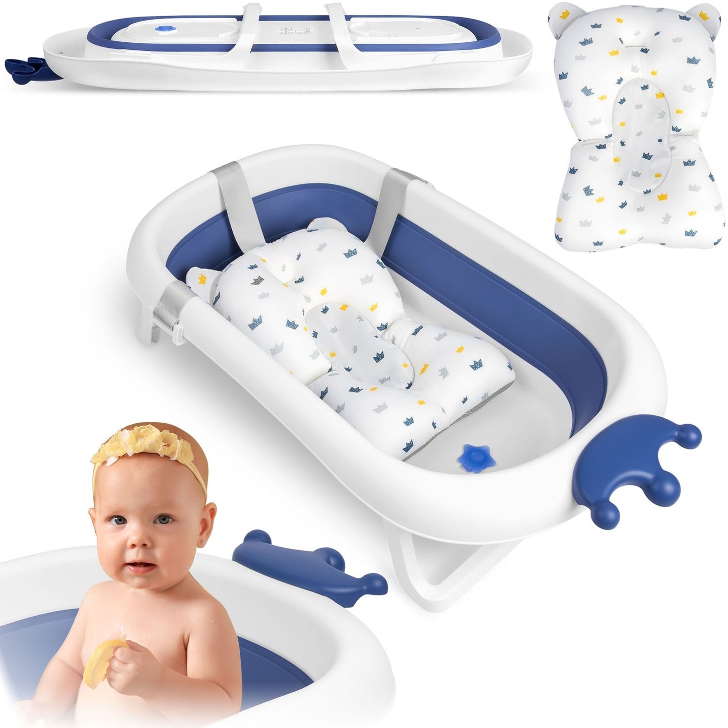 Crib for babies with pillow RK-280 white/blue