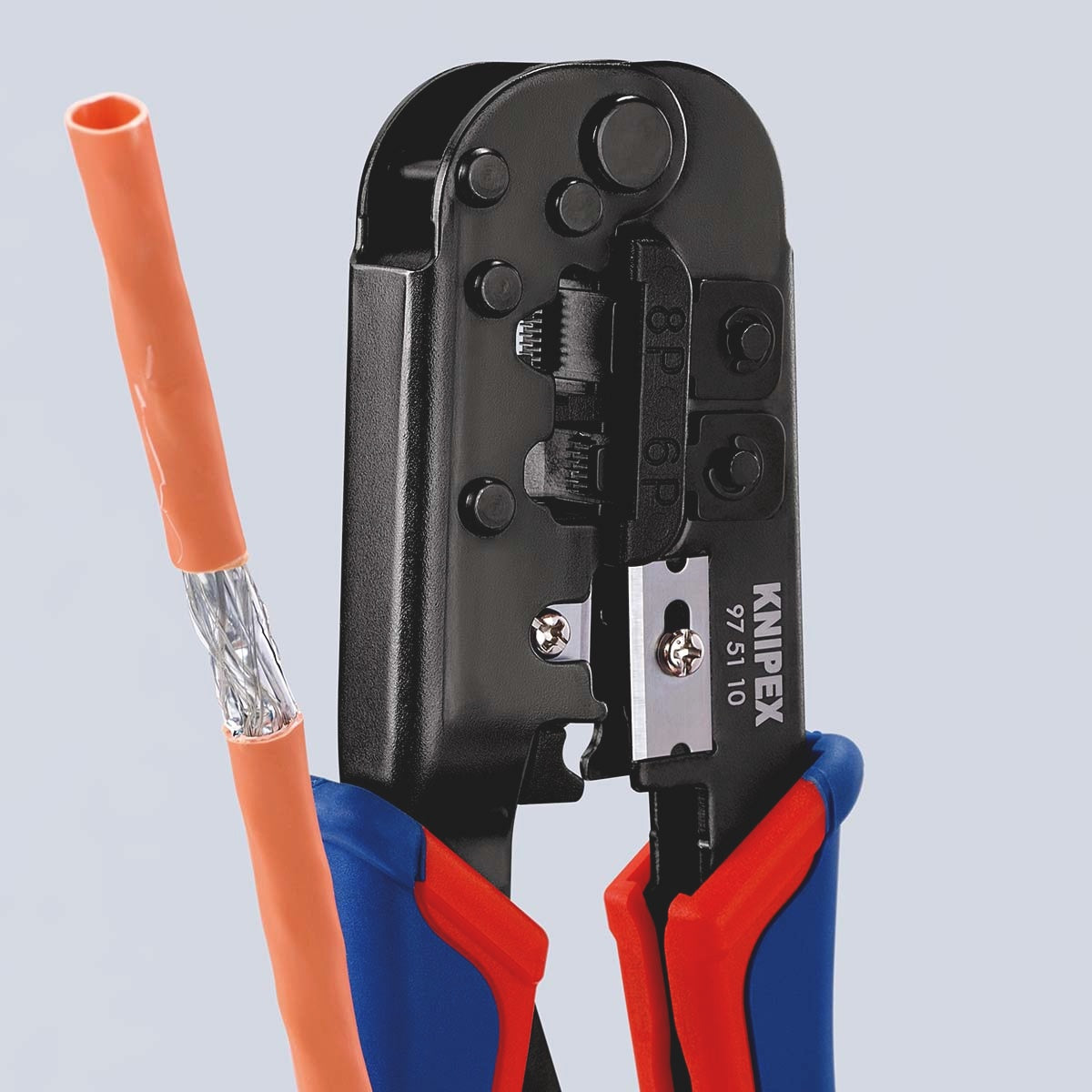Crimping tool for modular connectors Western plugs RJ11/12 (6-pin) 9.65 mm, RJ45 (8-pin) 11.68 mm