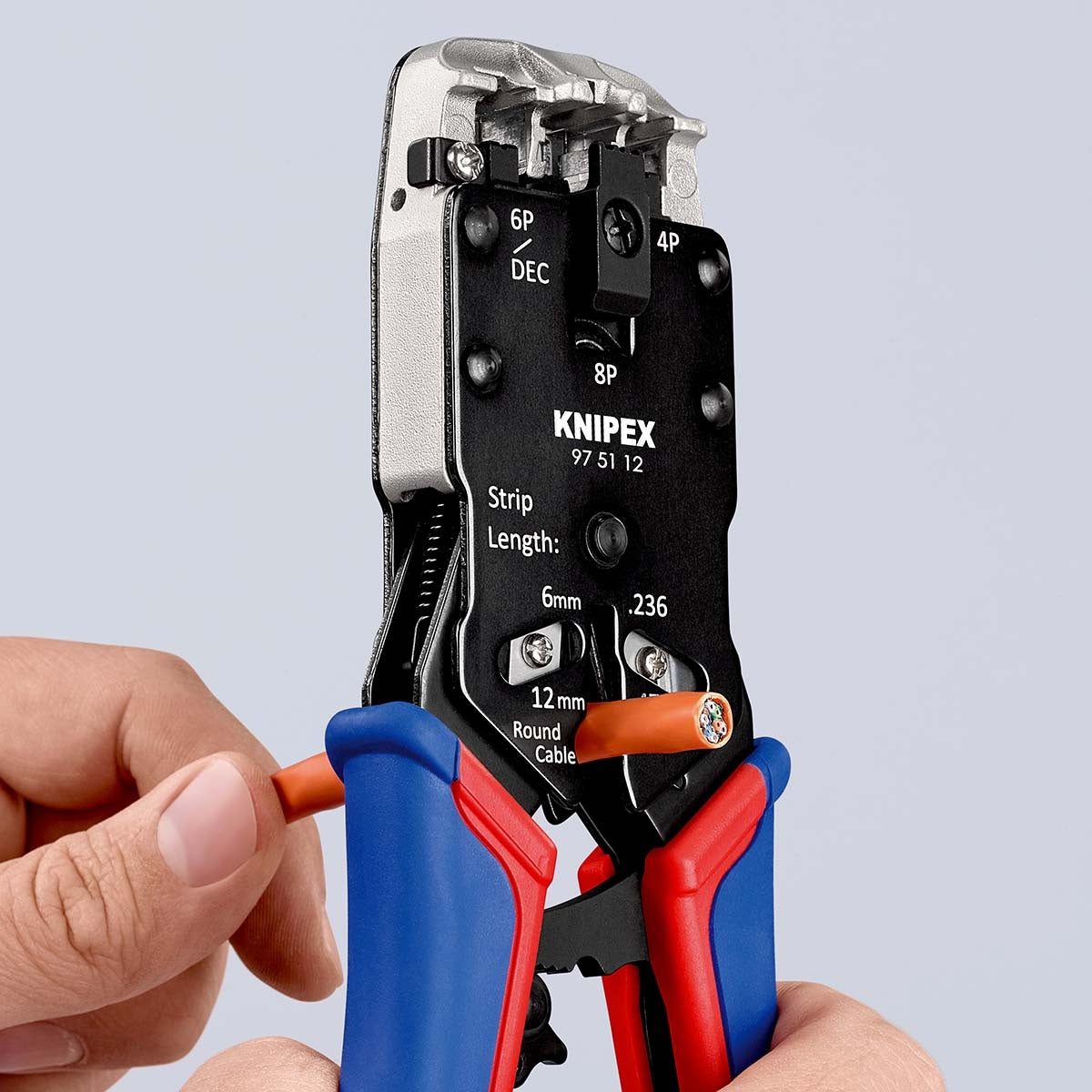Crimp lever pliers for Western plugs Western connector RJ10 (4-pin) 7.65 mm, RJ11/12 (6-pin) 9.65 mm, RJ45 (8-pin) 11.68 mm