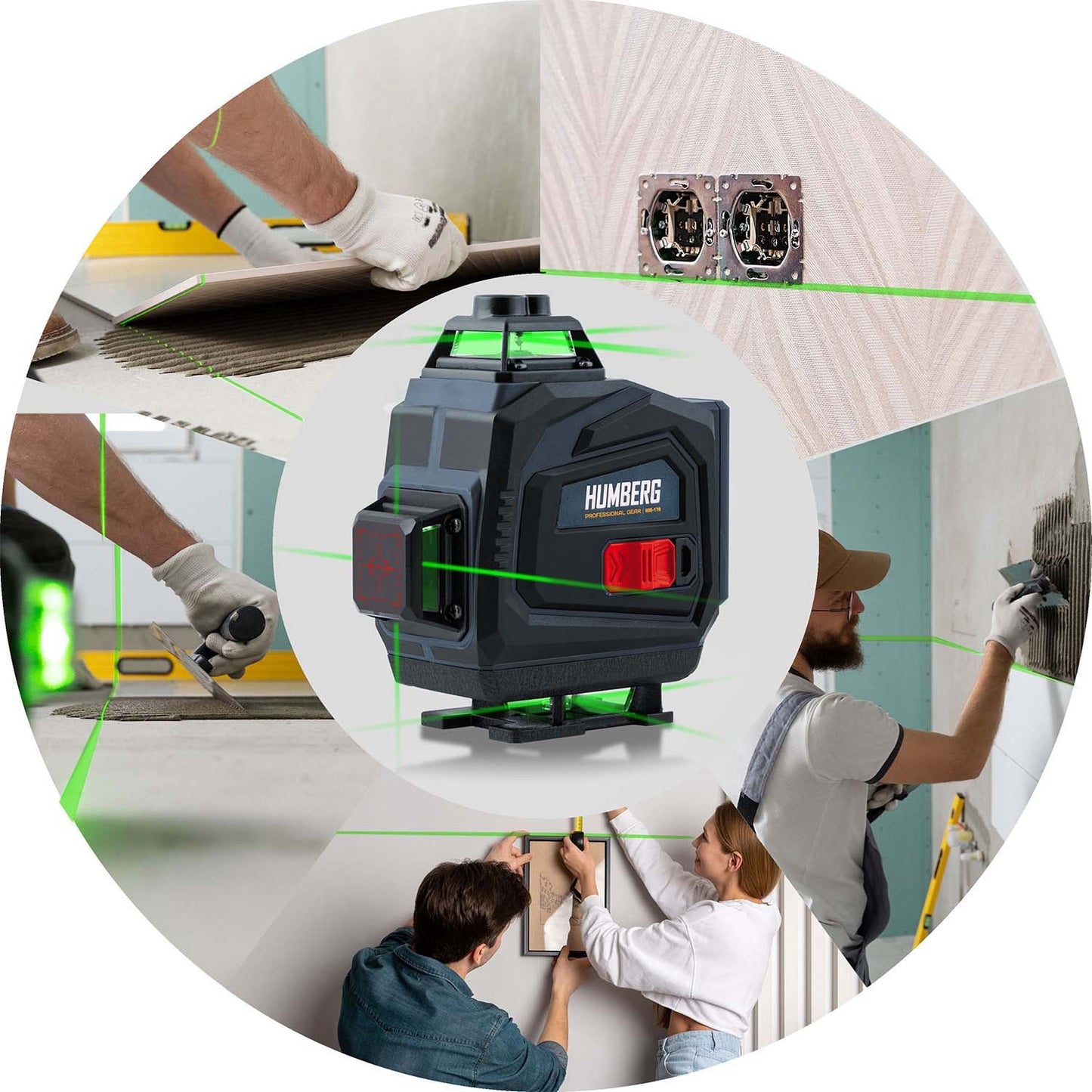 Cross line laser in a suitcase + Humberg HM-170 tripod