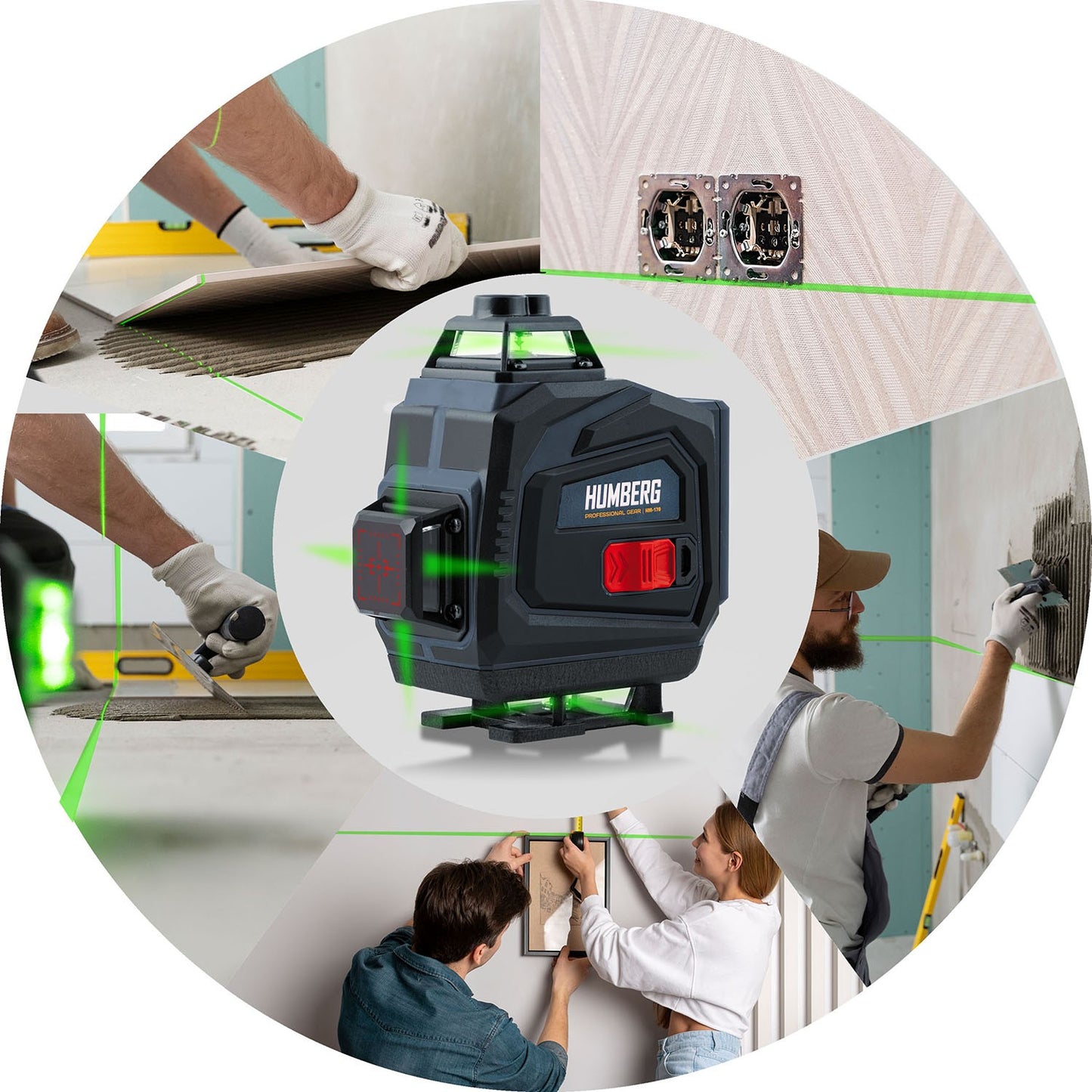 Cross-line laser in a suitcase + accessories Humberg HM-170