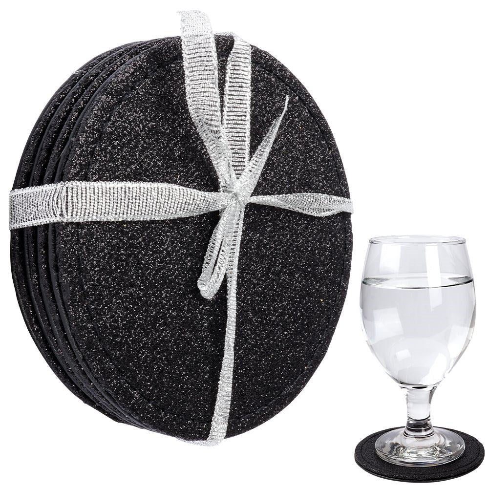 Cup coasters black 10 cm 4 pcs.