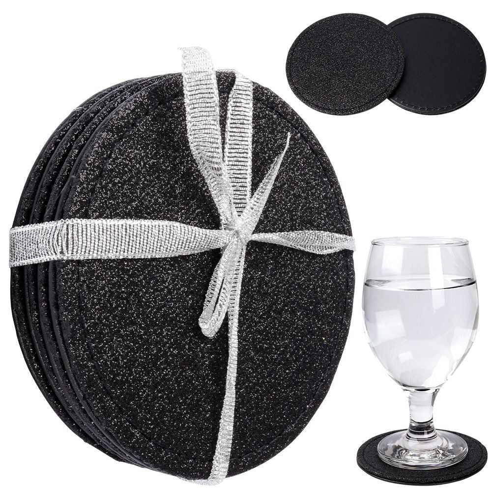 Cup coasters black 10 cm 4 pcs.
