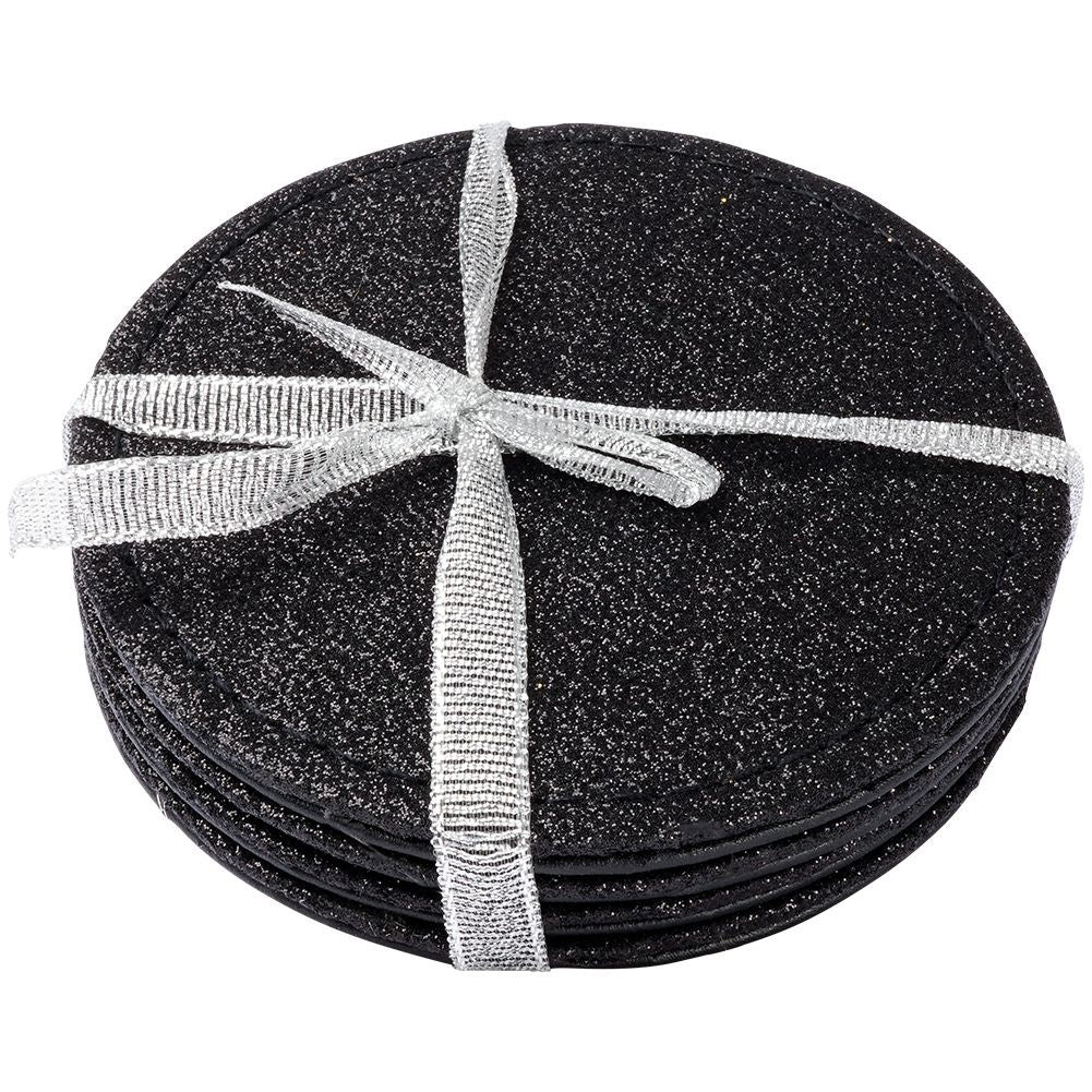 Cup coasters black 10 cm 4 pcs.