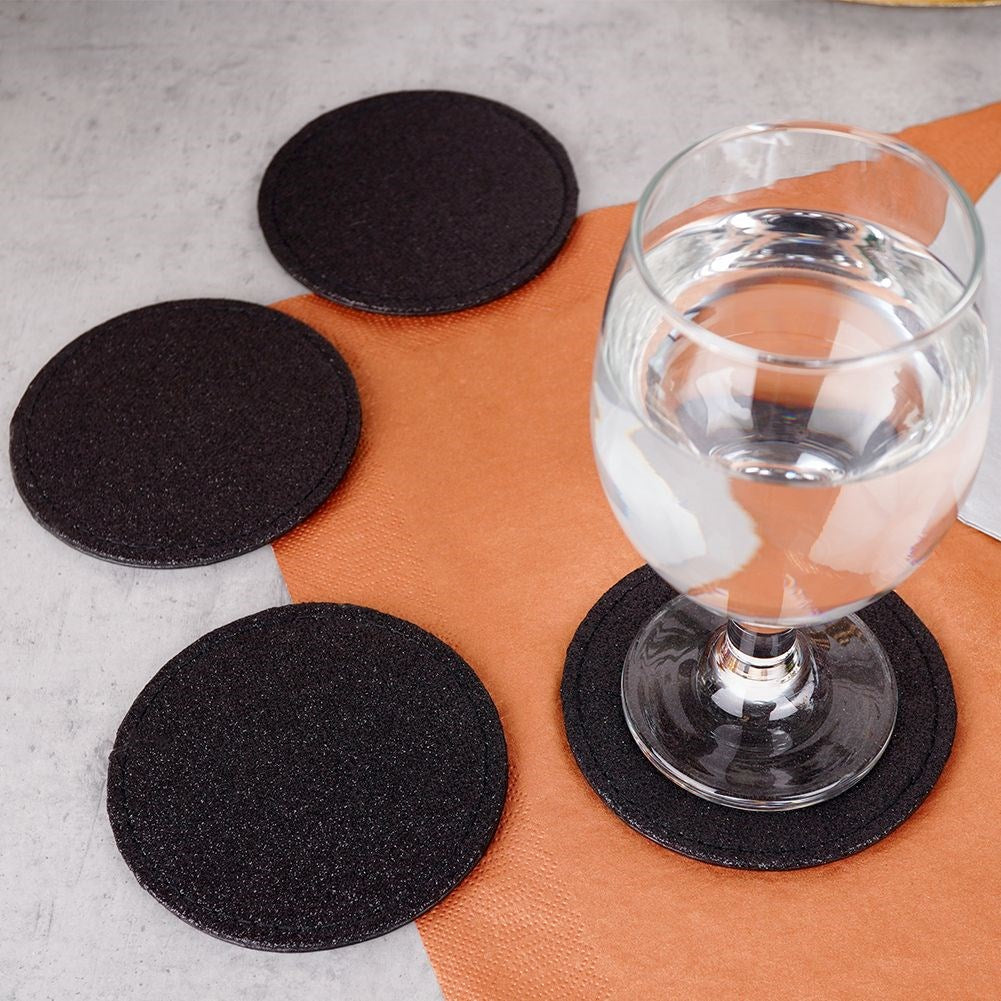 Cup coasters black 10 cm 4 pcs.