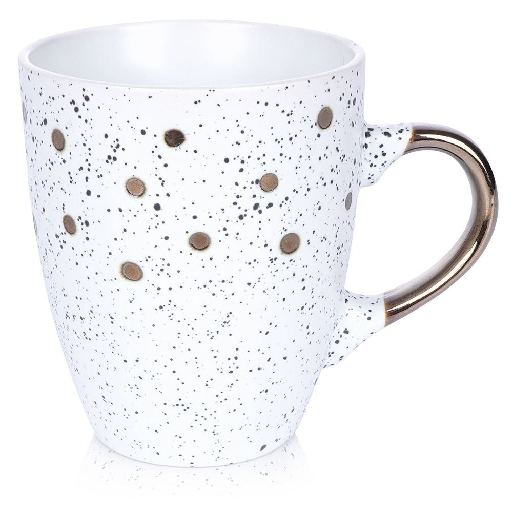 Cup in Ceramic with Dotted Pattern in Black and Gold