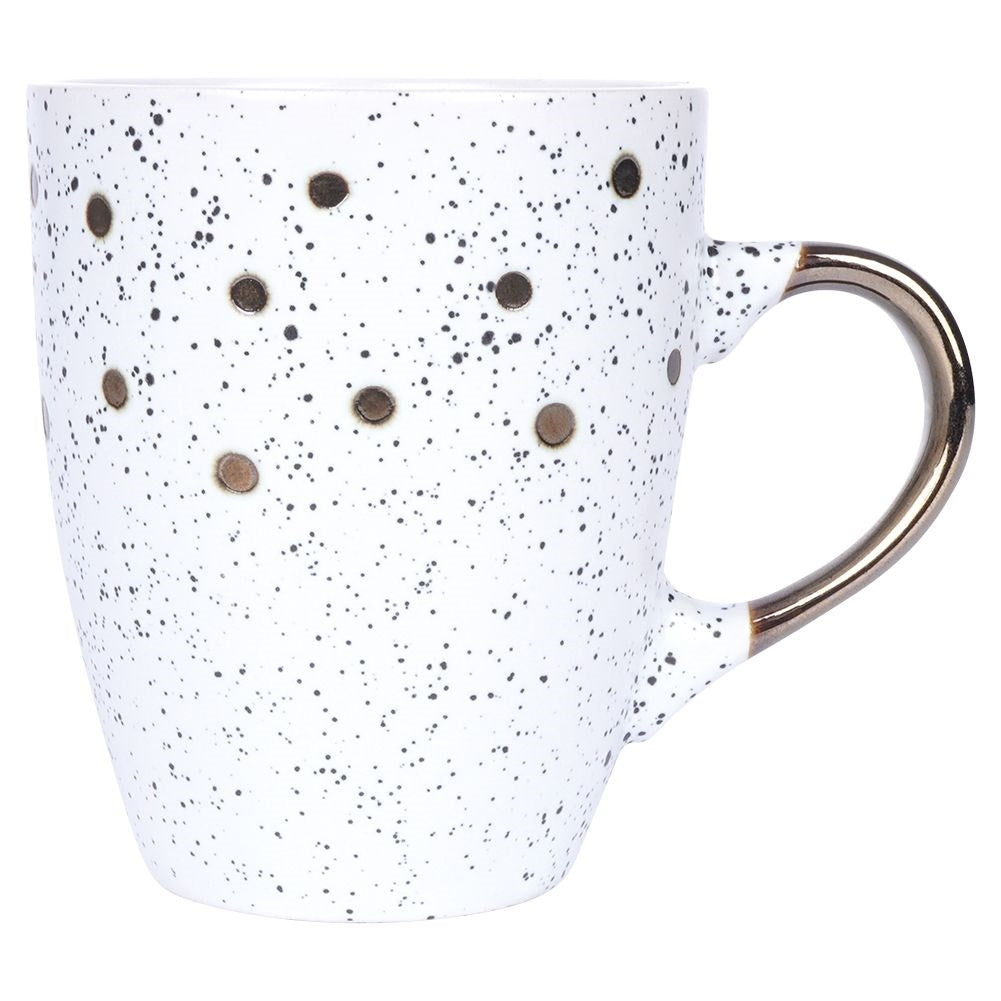 Cup in Ceramic with Dotted Pattern in Black and Gold