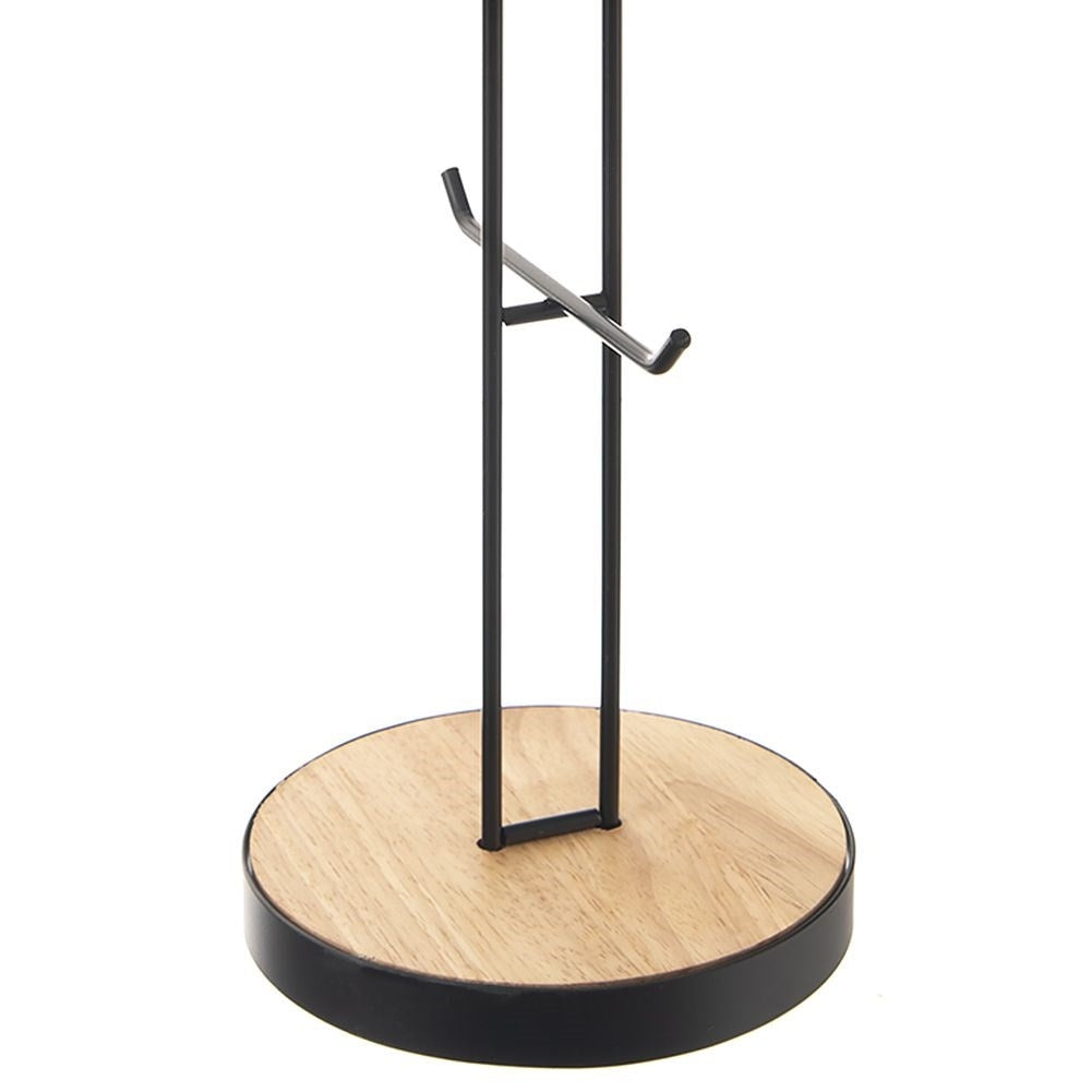 Cup stand for 6 cups in black metal and wooden base