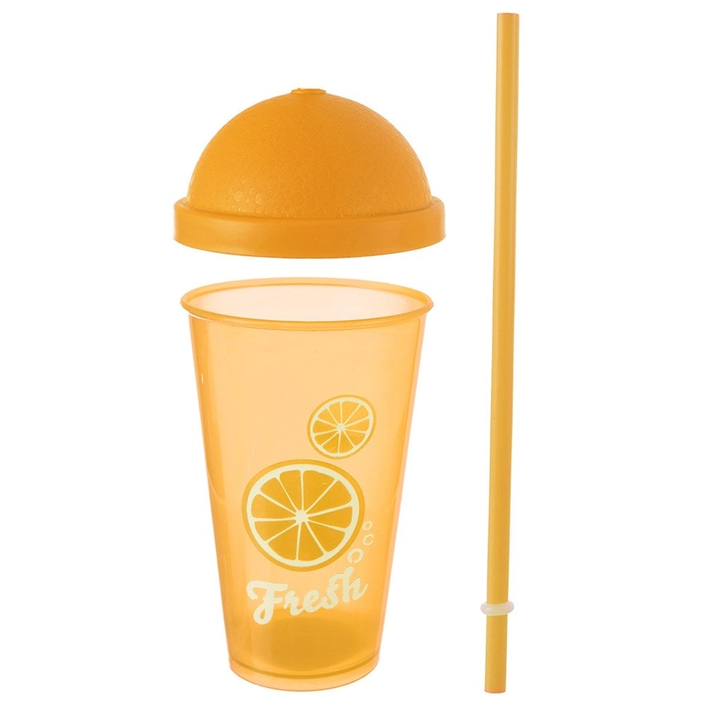 Cup with lid and straw for cocktails and iced tea