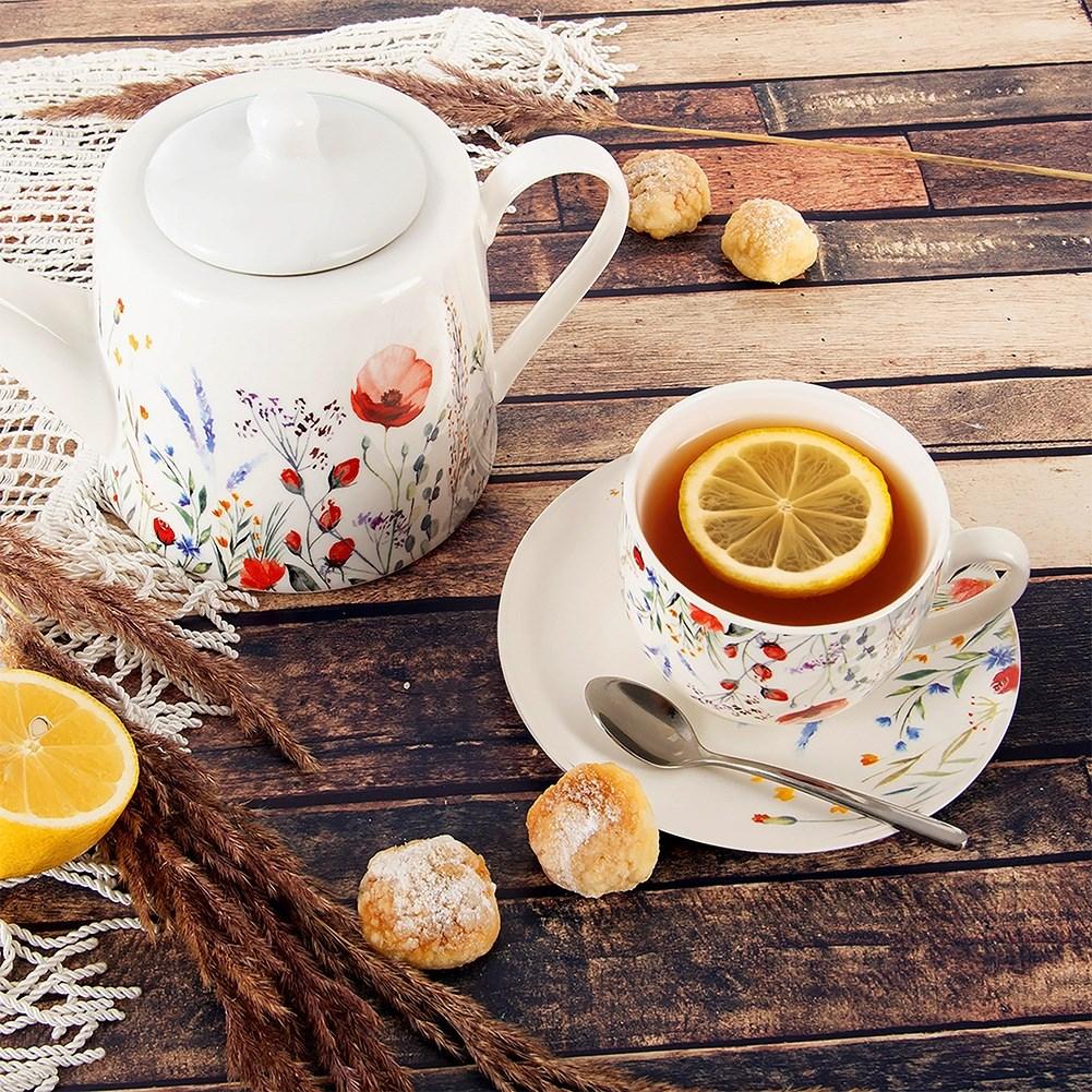 Cup with saucer, porcelain, white, MAKI, 260 ml